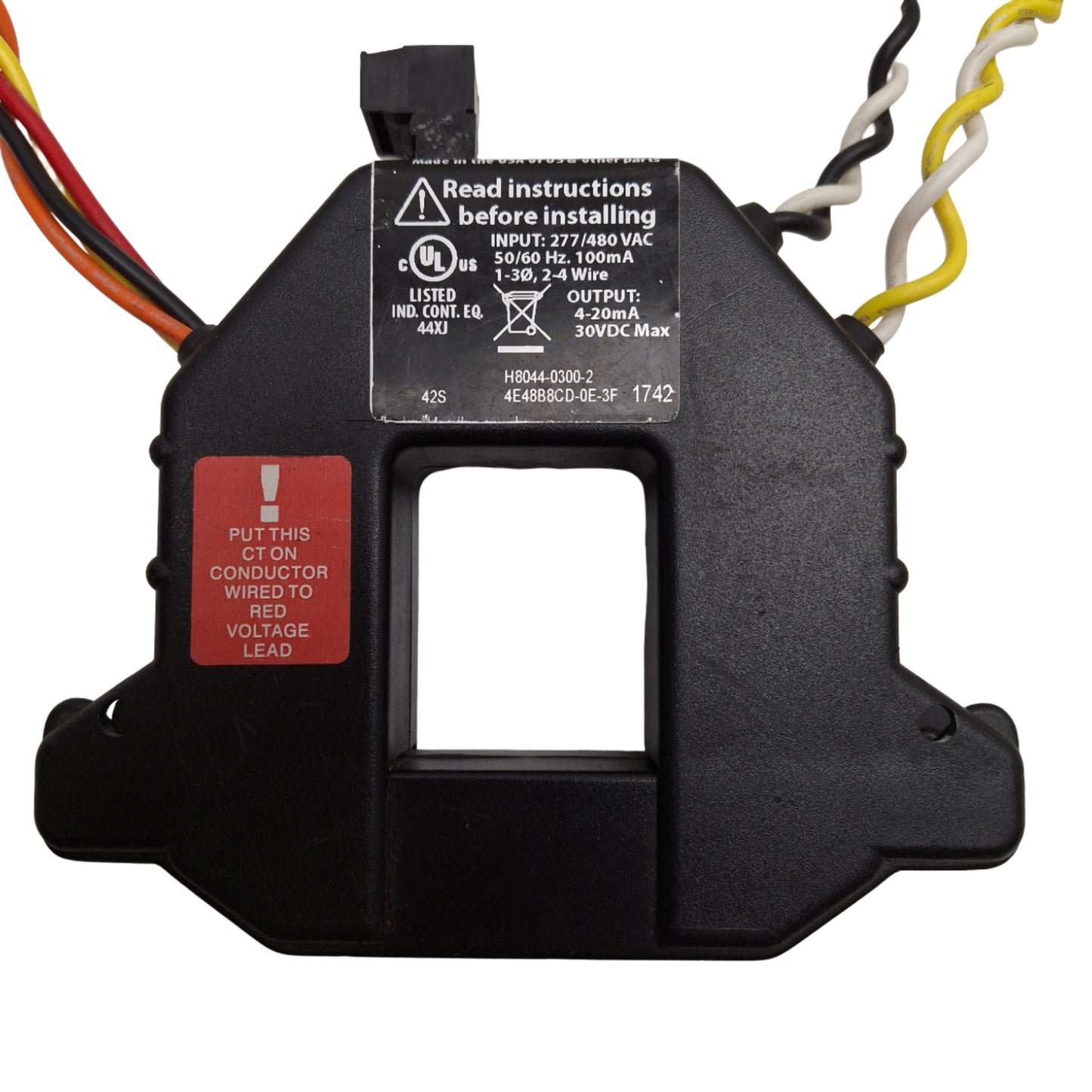 Used Veris H8044-0300-2 Enercept Power Transducer 1-3Ø 277/480VAC 300A, 4-20mA Output