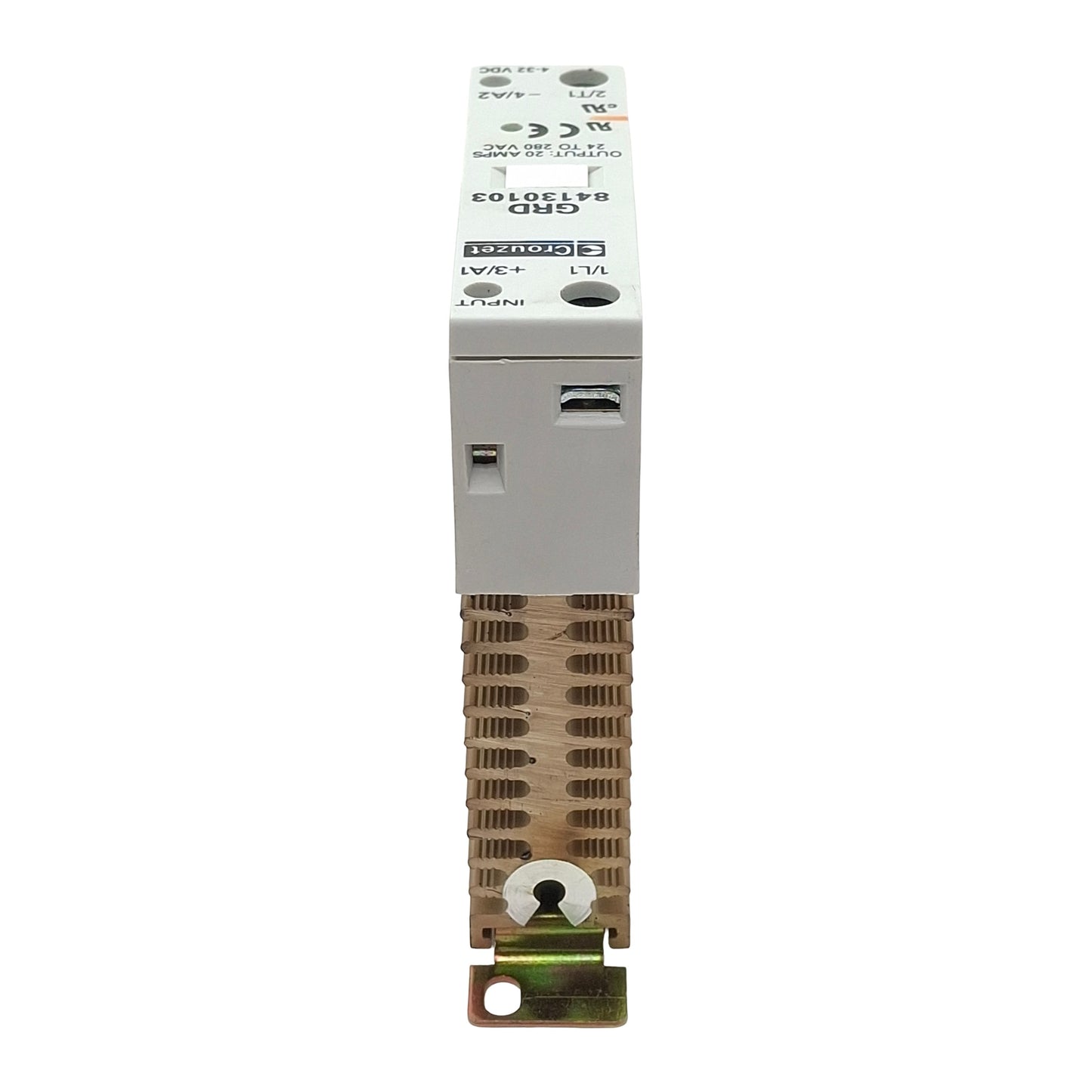Used Crouzet GRD 84130103 Solid-State Relay, 4-32VDC In, 25A 24-280VAC Out, DIN Rail