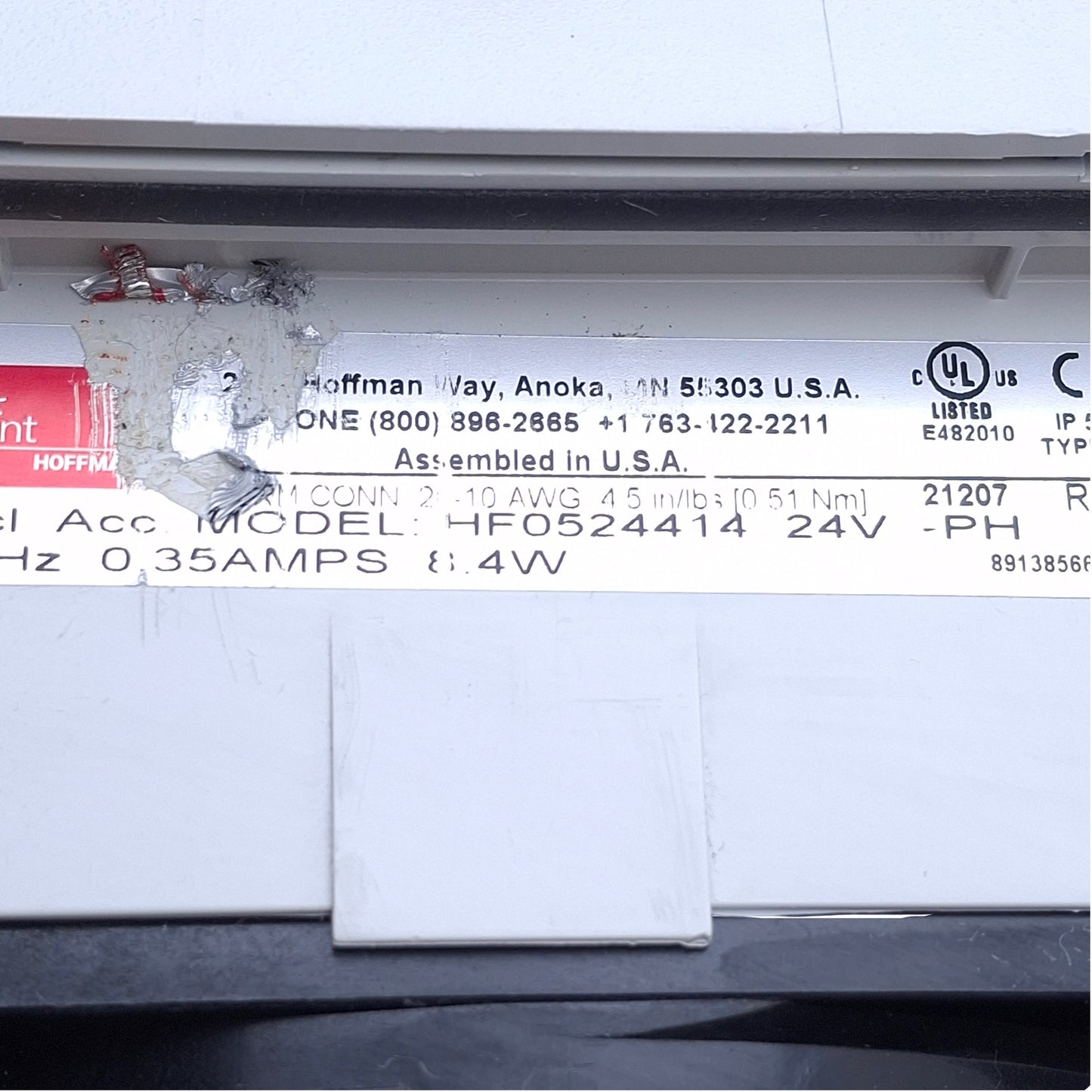 Used Hoffman HF0524414 nVent Enclosure Filter Fan 24VDC, 35CFM, 5in x 5in