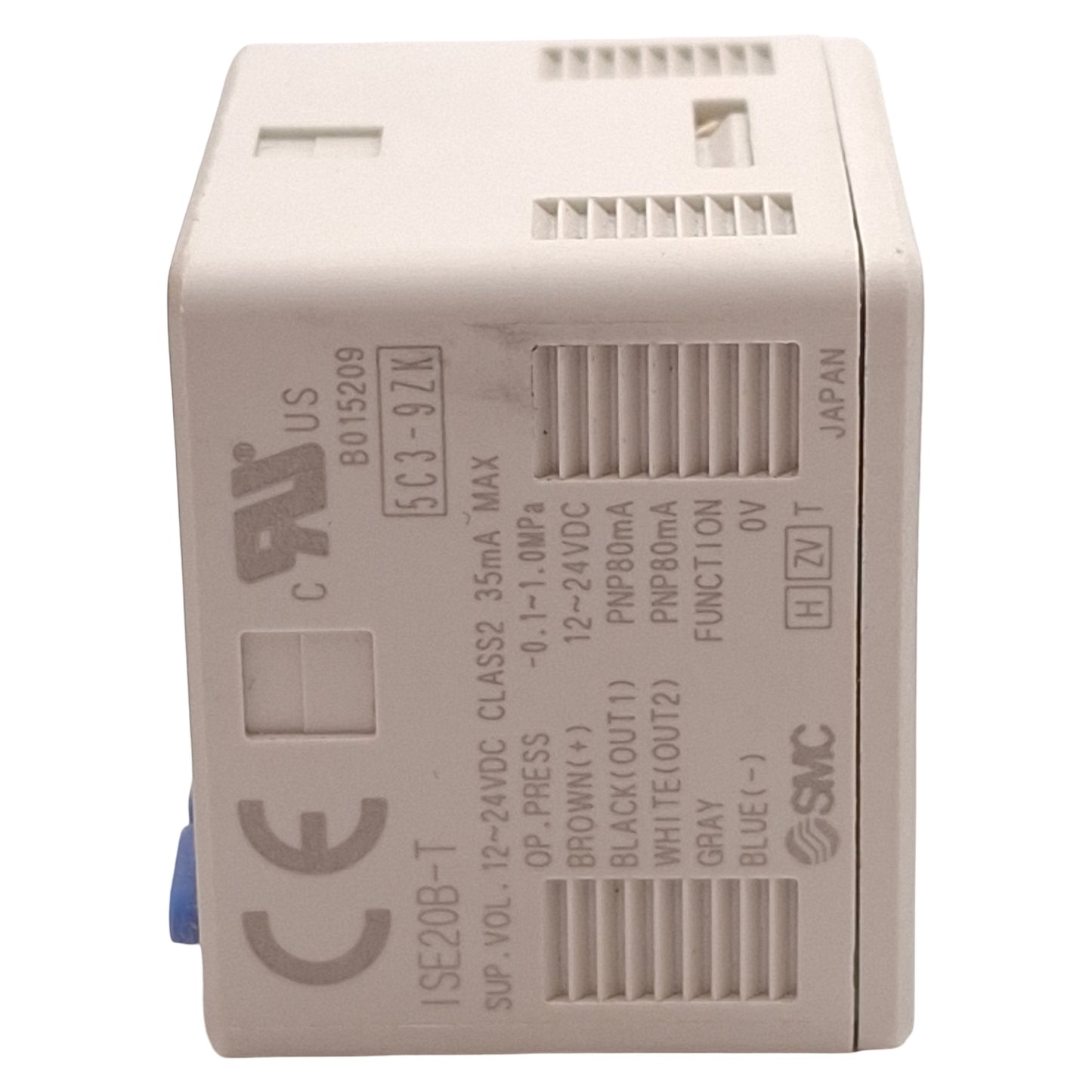 Used SMC ISE20B-T Pressure Sensor, PNP, -0.1~1.0MPa, 12-24VDC, M5 Port, 2m Cable