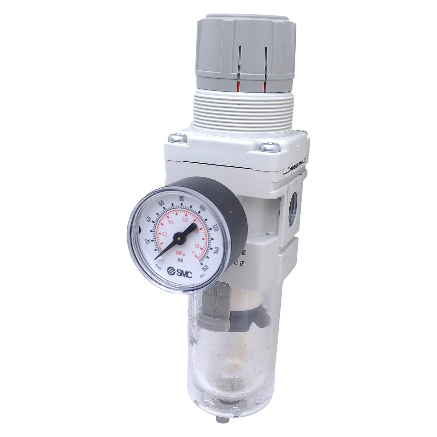 Used SMC AW30-N03-Z-A Pneumatic Filter Regulator 150psi Supply, 7-100psi Set Pressure