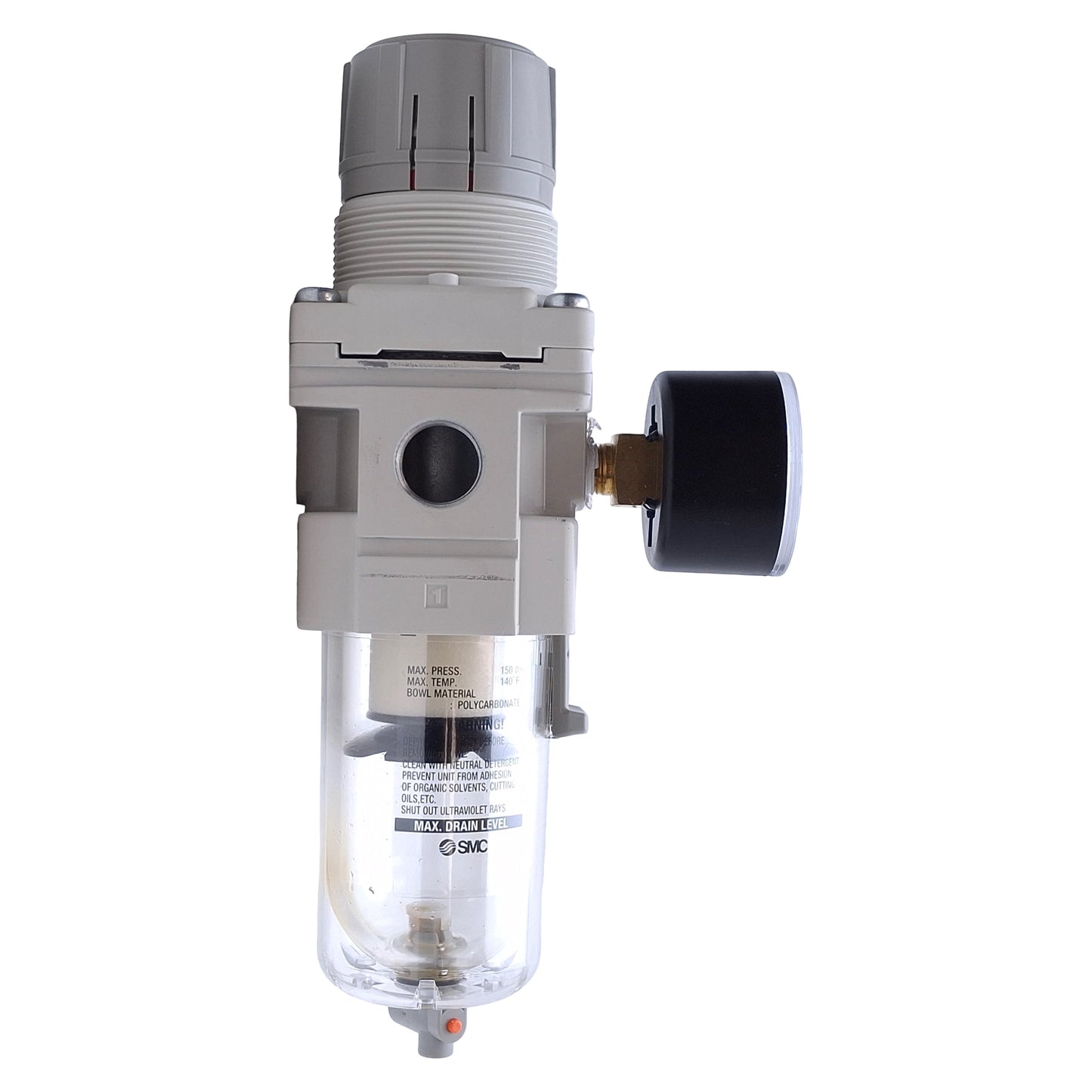 Used SMC AW30-N03-Z-A Pneumatic Filter Regulator 150psi Supply, 7-100psi Set Pressure