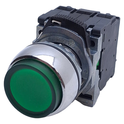 Used Allen Bradley 800FM-LE3 Green Illuminated Momentary Push Button ø22mm, 1NO 1NC