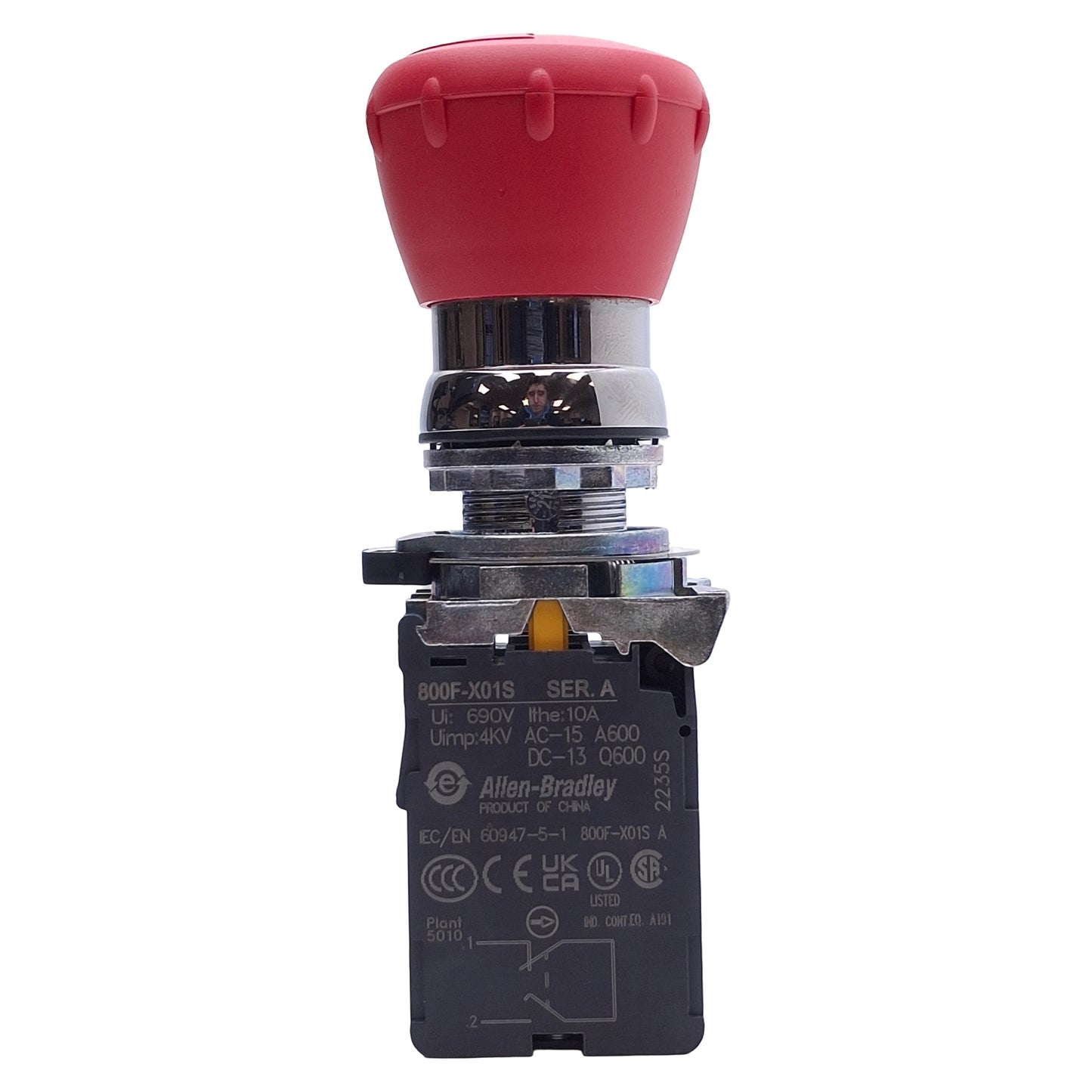 Used Allen Bradley 800FM-MT44 Twist-to-Release Pushbutton Mushroom 40mm, 2NC SM