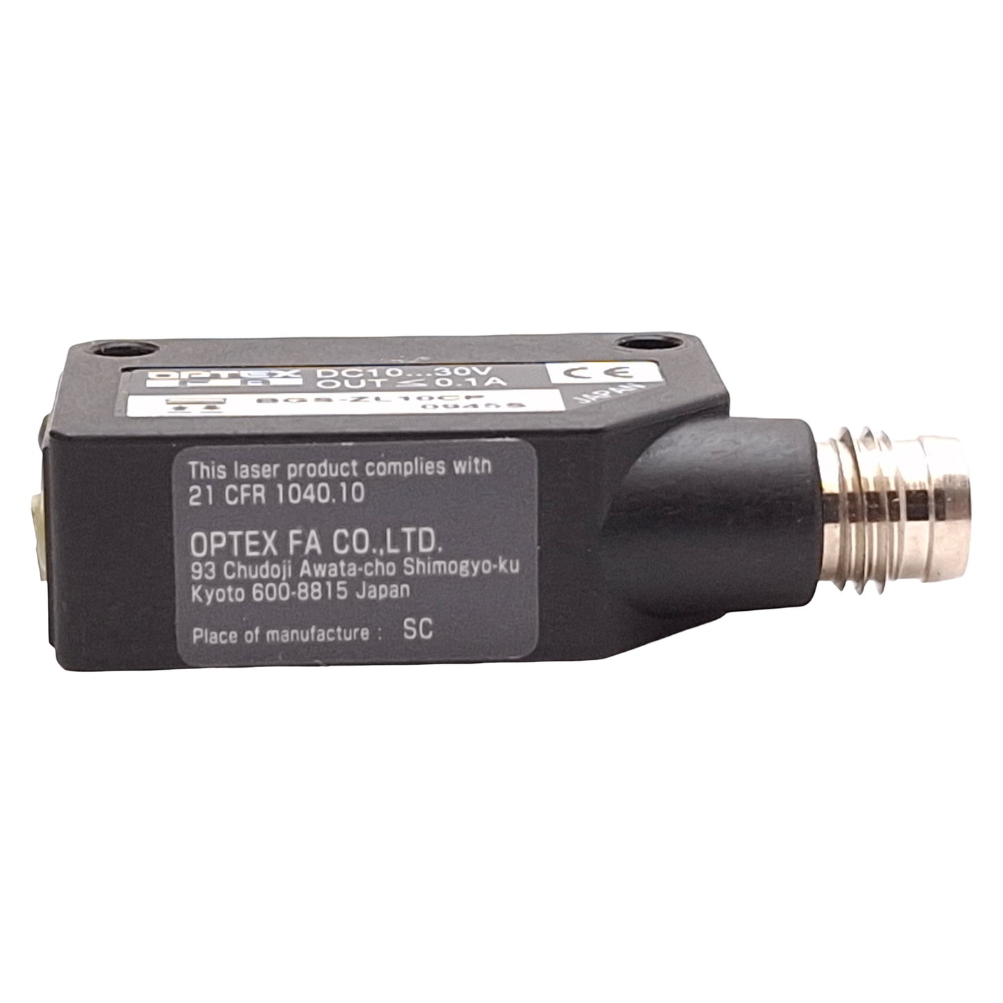 Used Optex FA BGS-ZL10CP Photoelectric Sensor, PNP, 5-100mm, 10-30VDC, M8 4-Pin Male