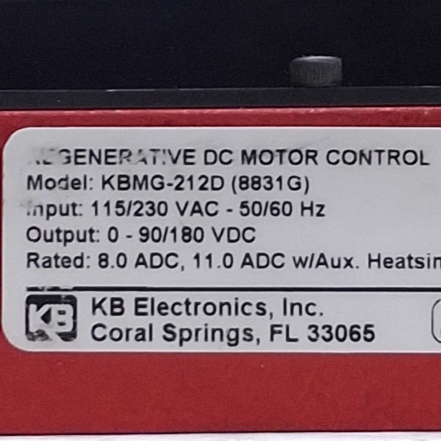 Used KB Electronics KBMG-212D (8831) Regenerative DC Drive 115/230 IN, 0-90/180 OUT