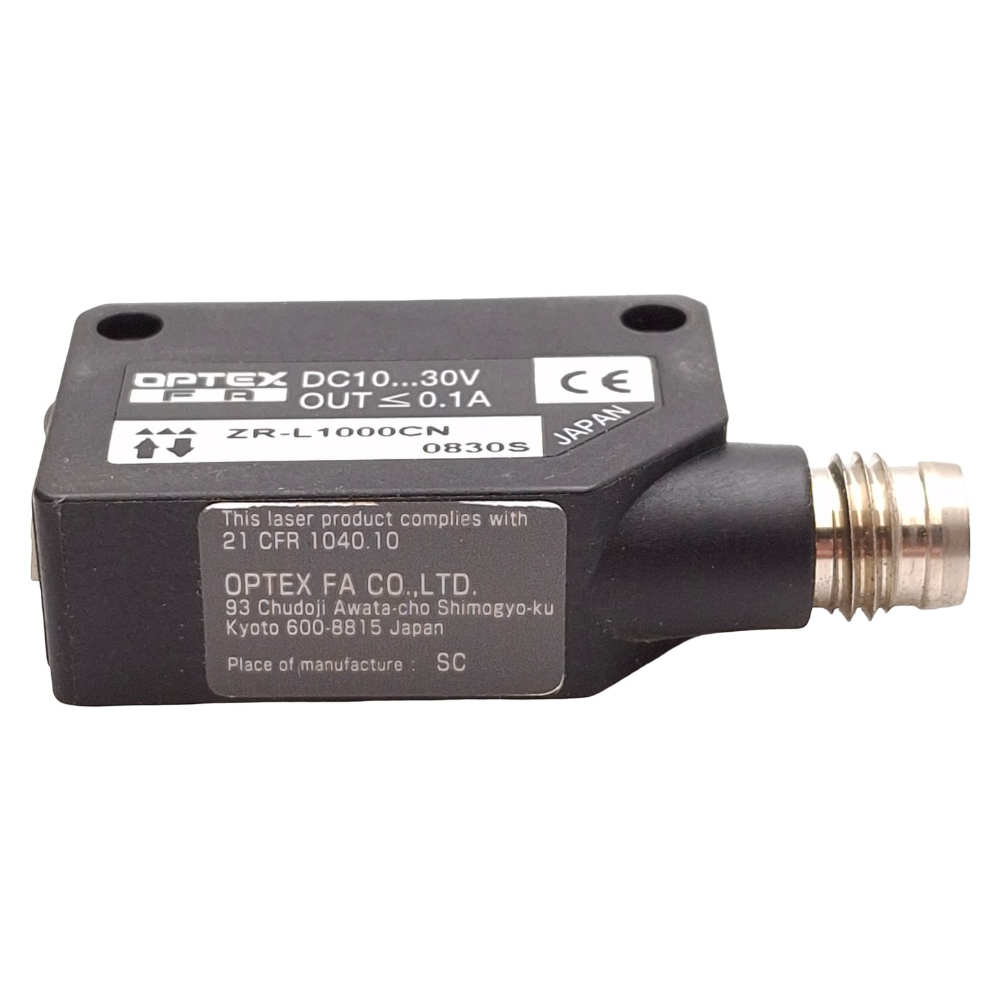 Used Optex FA ZR-L1000CN Photoelectric Sensor NPN, 10m Range, 10-30VDC, M8 4-Pin Male