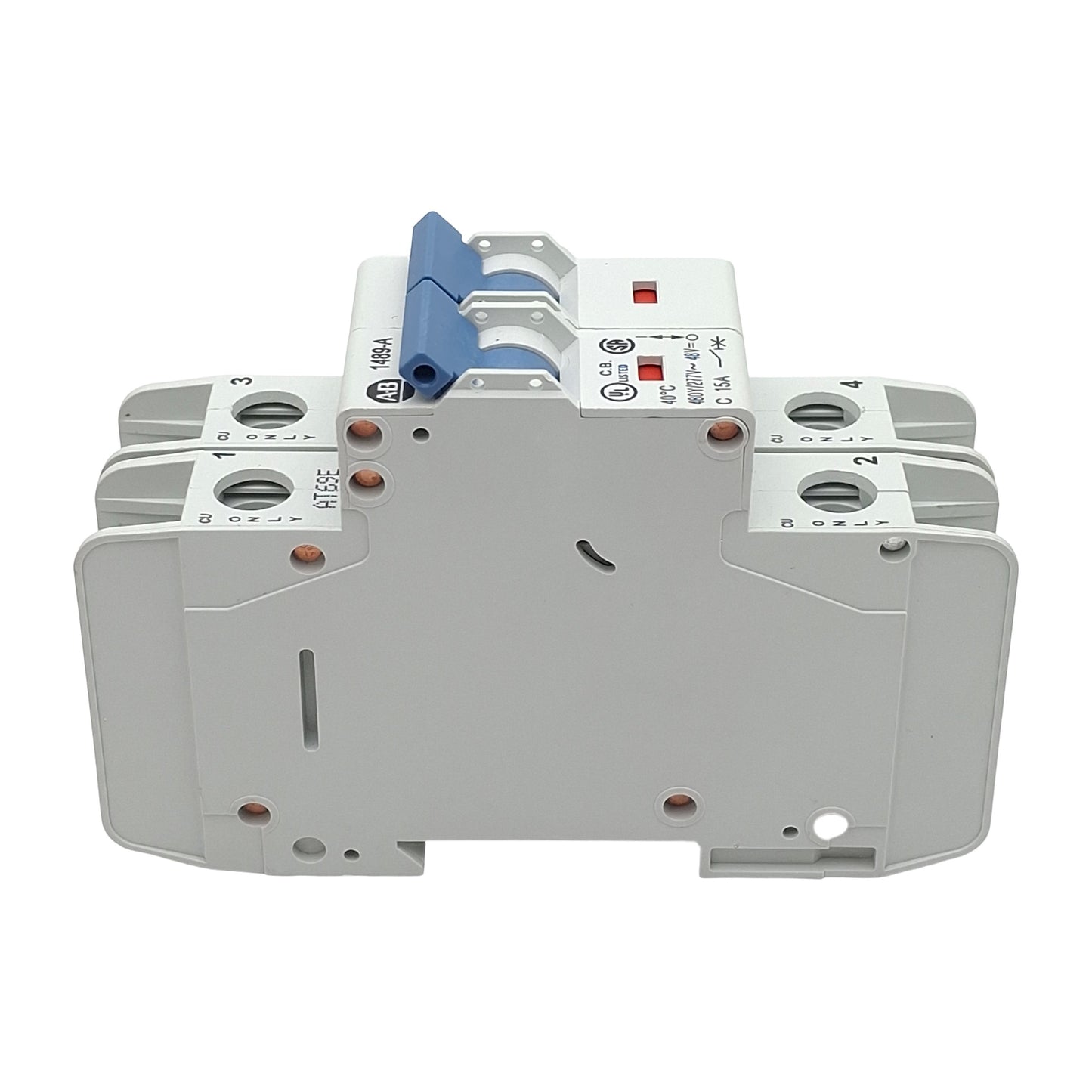 Used Allen Bradley 1489-A2C150 Circuit Breaker, 2-Pole, 15A 480Y/277VAC, DIN Rail