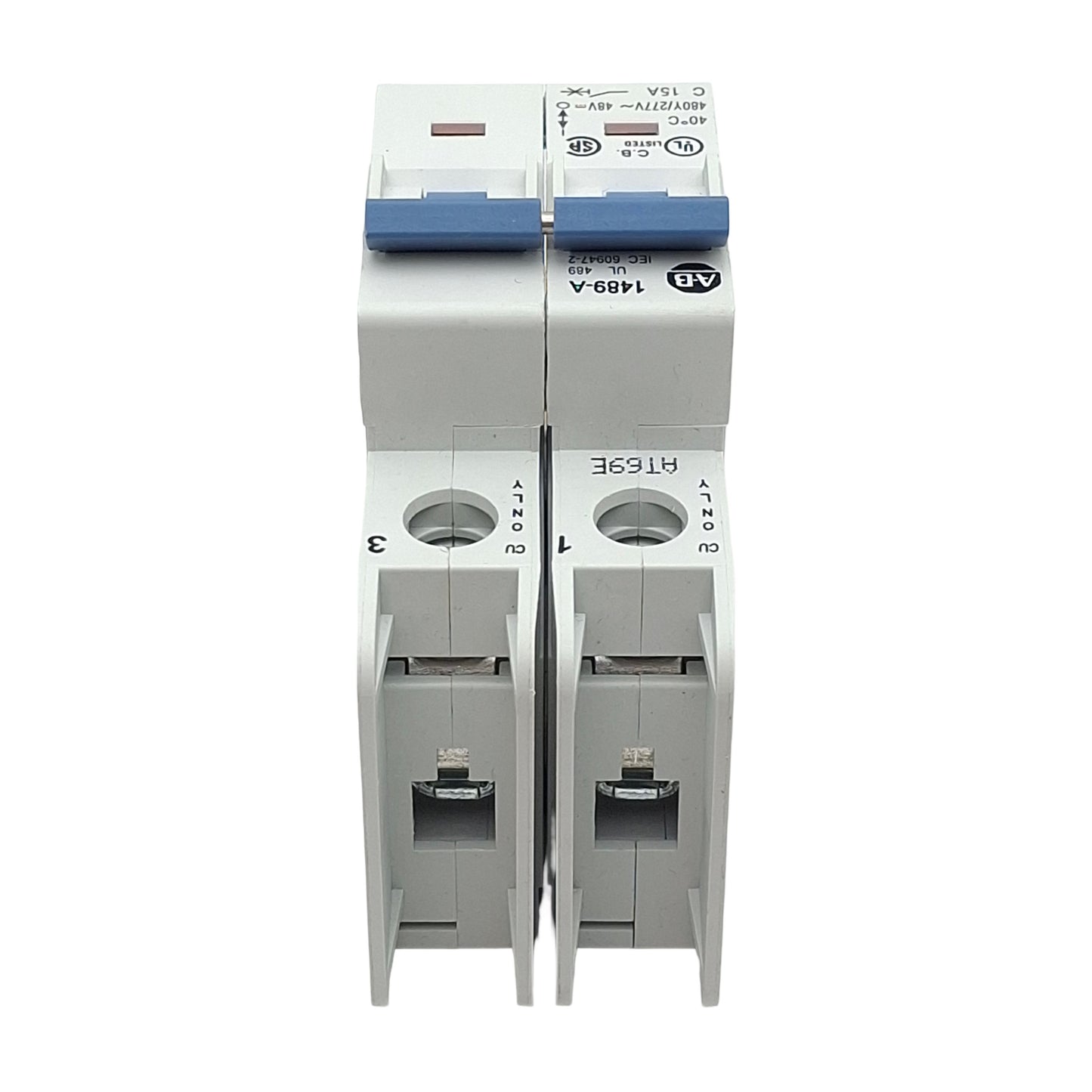Used Allen Bradley 1489-A2C150 Circuit Breaker, 2-Pole, 15A 480Y/277VAC, DIN Rail