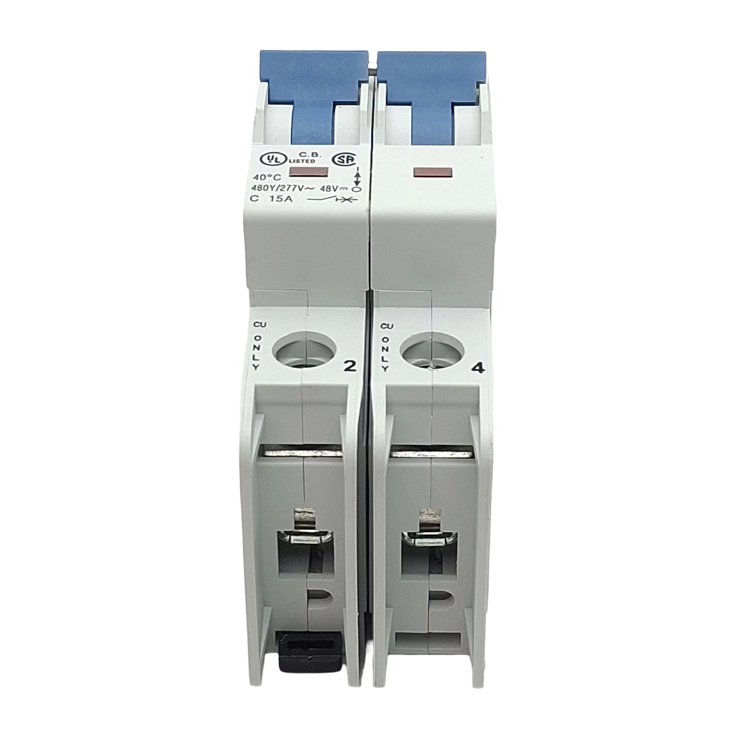 Used Allen Bradley 1489-A2C150 Circuit Breaker, 2-Pole, 15A 480Y/277VAC, DIN Rail