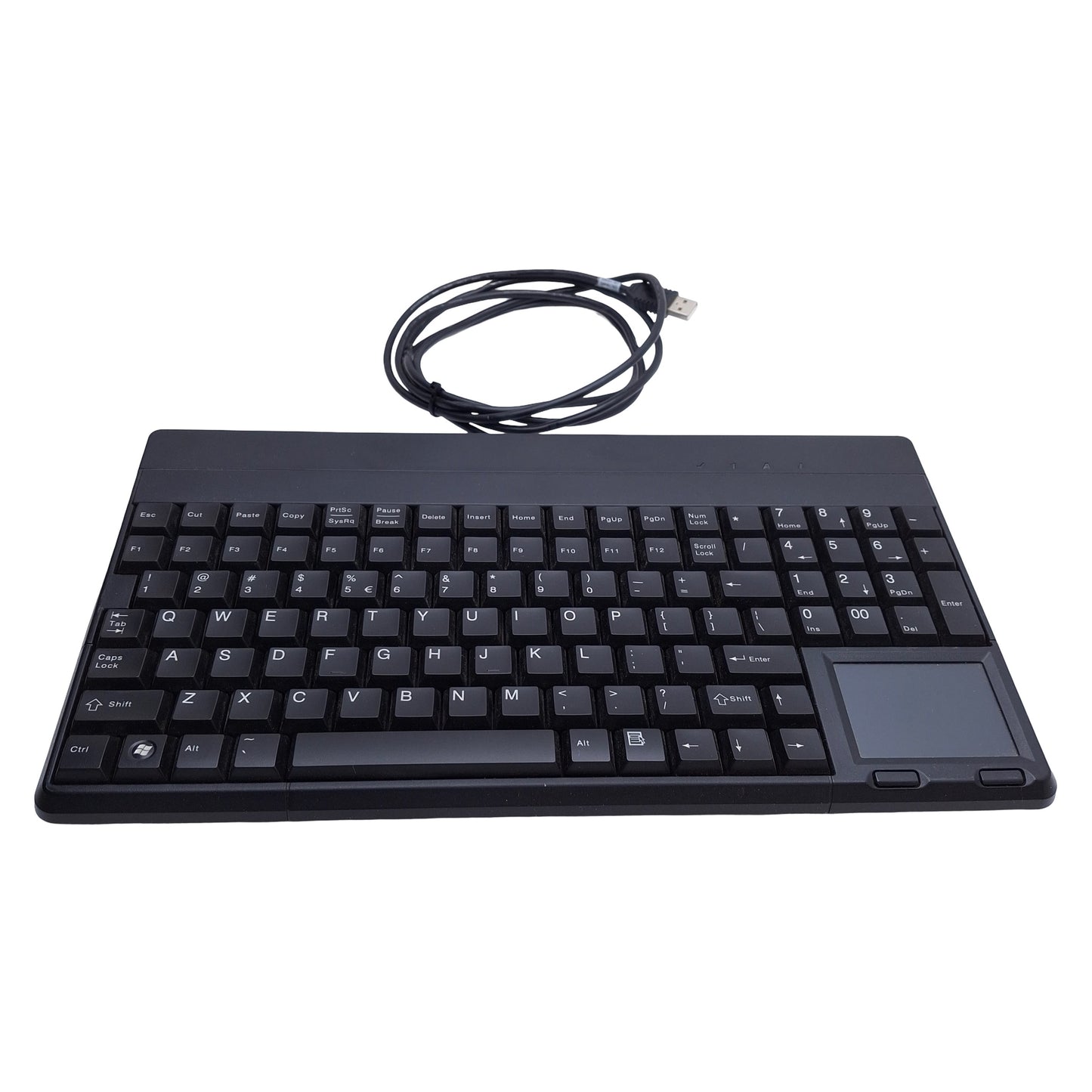 Used Cherry SPOS G86-62401EUADAA-/00 Compact Keyboard W/ Trackpad 106 Key, USB-A, 96%