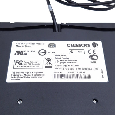 Used Cherry SPOS G86-62401EUADAA-/00 Compact Keyboard W/ Trackpad 106 Key, USB-A, 96%