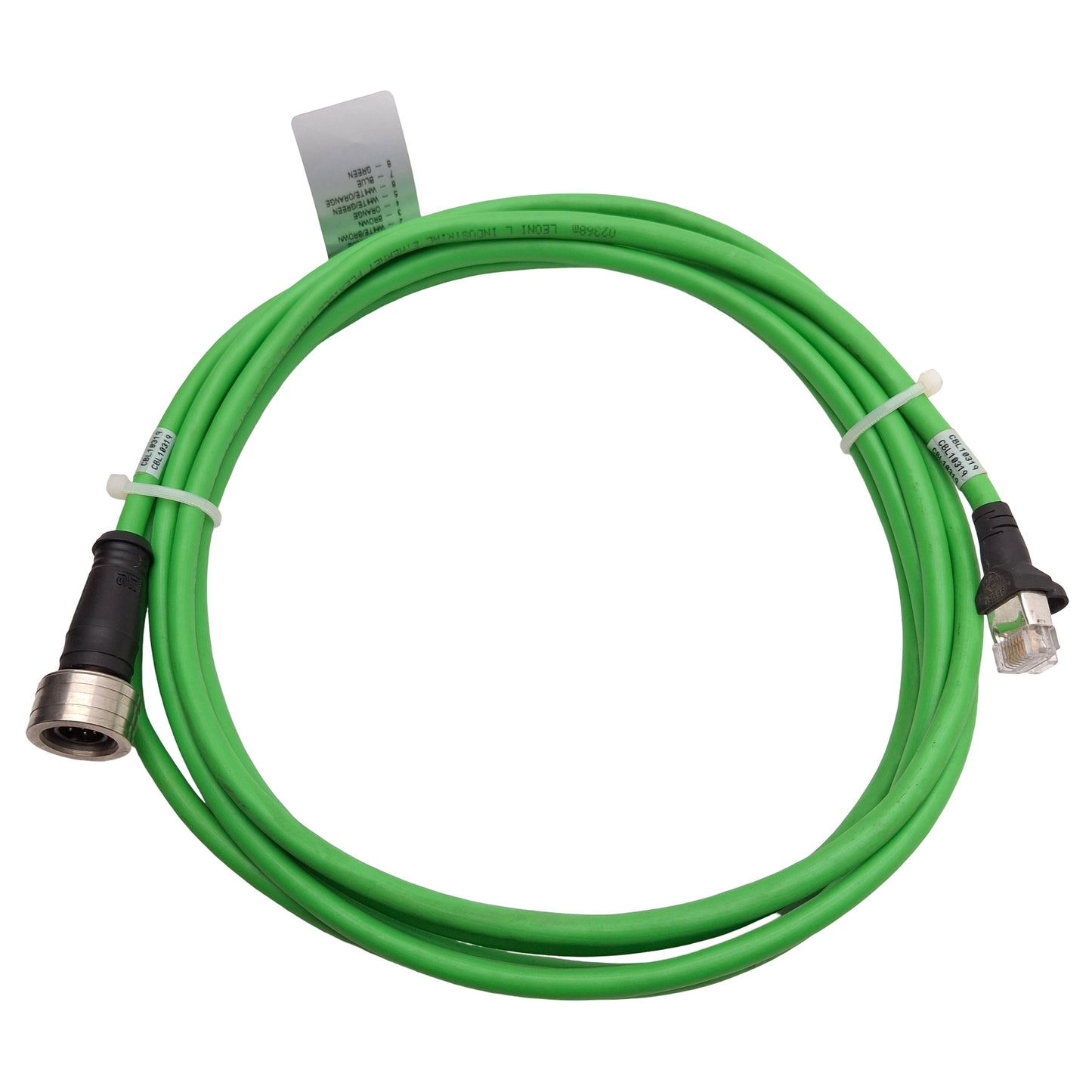 Used Microscan 61-000163-01 Ethernet Cable For QX-830, RJ45, Ultralock M12 8-Pin, 3m