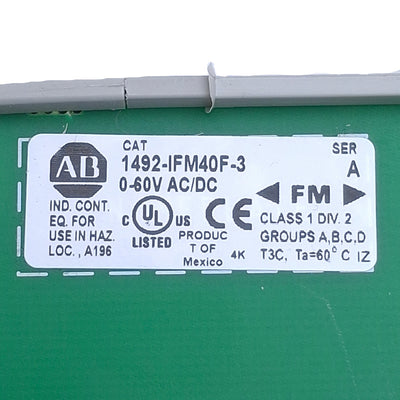 Used Allen Bradley 1492-IFM40F-3 Digital Interface Sensor Module 40-Pin 0-60V AC/DC