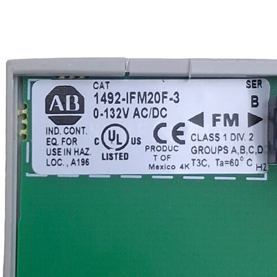 Used Allen Bradley 1492-IFM20F-3 Digital Interface Module 20-Pin, 132VAC/DC Max, 12A