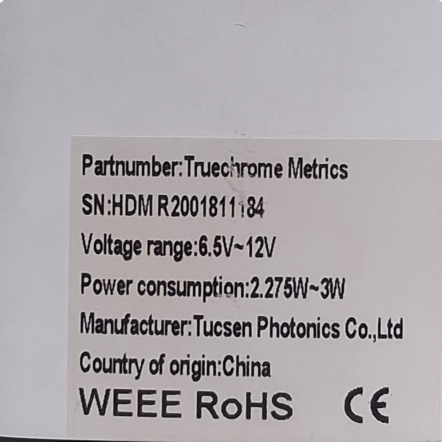 Used Tucsen Truechrome Metrics HDMI Microscope Camera 12VDC, 2A, 1/2.8" Sensor