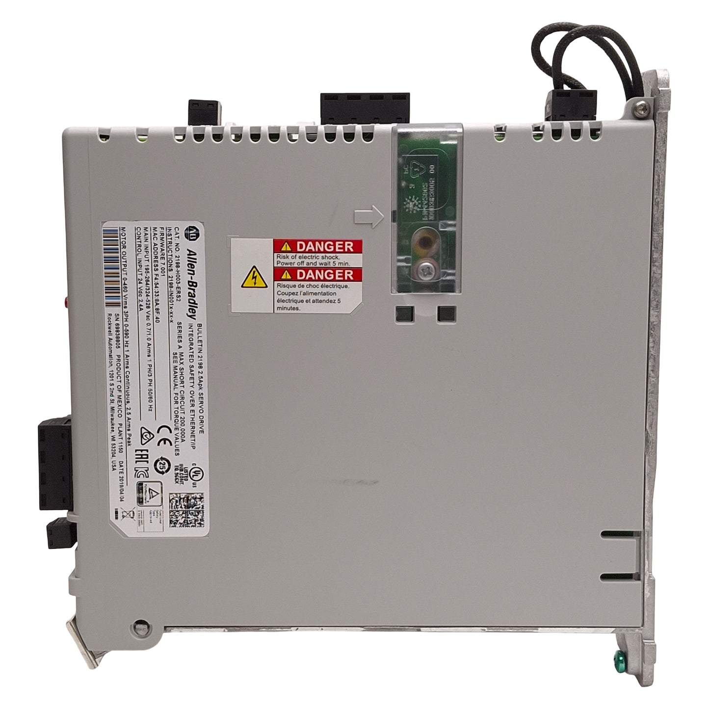 Used Allen Bradley 2198-H003-ERS2 Kinetix 5500S2 Servo Drive, 0.6kW, 3Ø 0-460VAC 1A