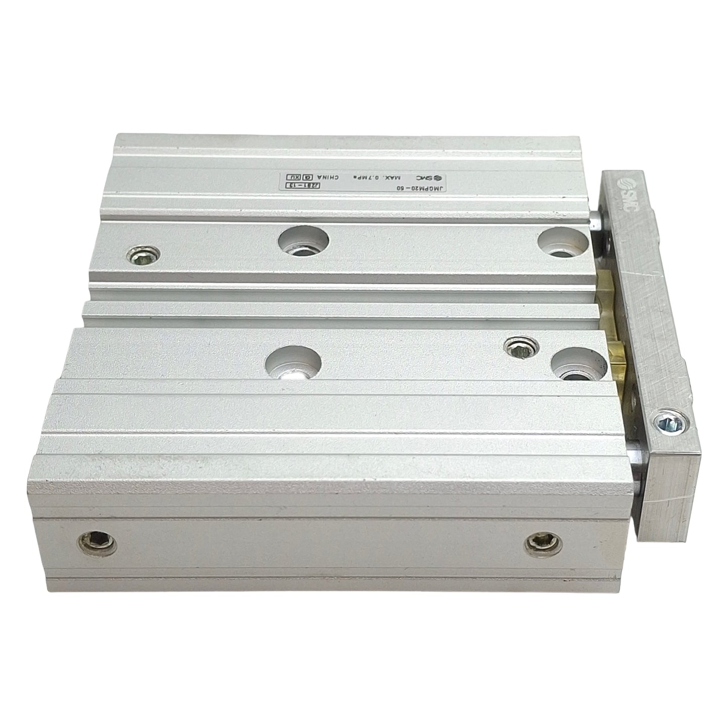 Used SMC JMGPM20-50 Compact Guided Cylinder, ø20mm Bore, 50mm Stroke, M5, 0.7MPa