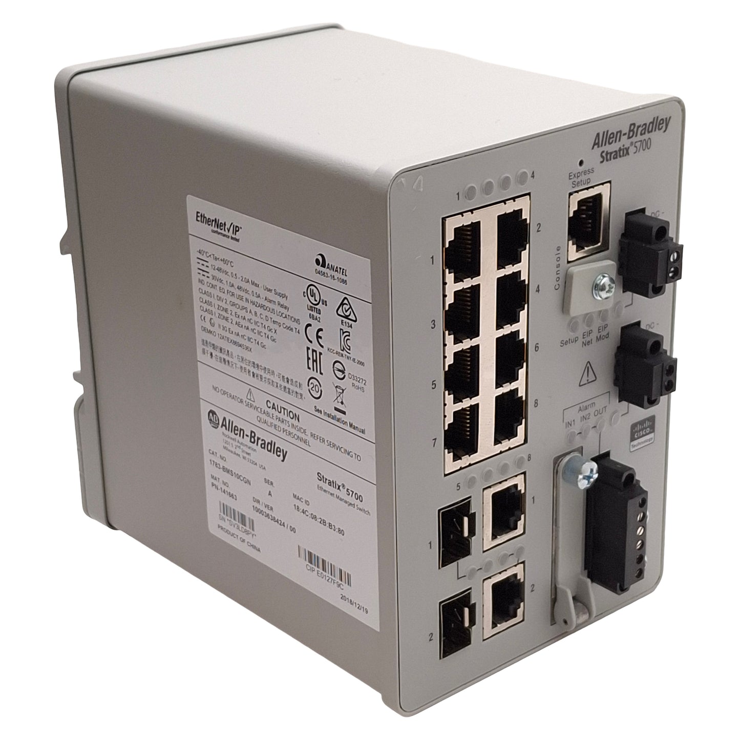 Used Allen Bradley 1783-BMS10CGN Stratix 5700 Ethernet Managed Switch, 10-Port, RJ45