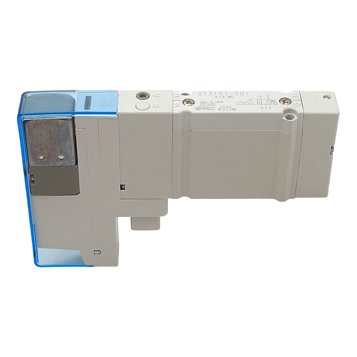 Used SMC SY3101-5U1 Solenoid Valve, 5/2-Way, 0.1-0.7MPa Range, 24VDC Coil