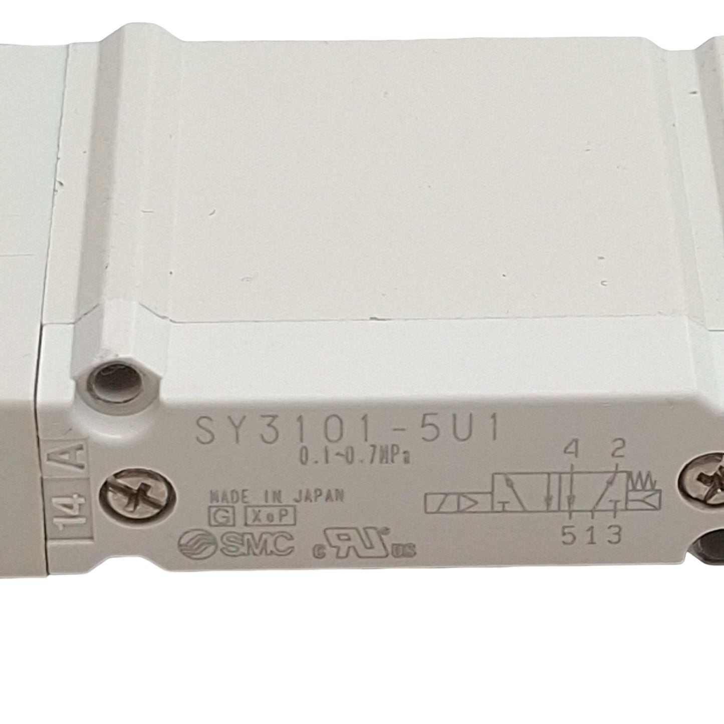 Used SMC SY3101-5U1 Solenoid Valve, 5/2-Way, 0.1-0.7MPa Range, 24VDC Coil
