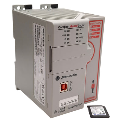Used Allen Bradley 1769-L36ERMS 1784-SD1/A Compact GuardLogix Safety CPU, EtherNet/IP