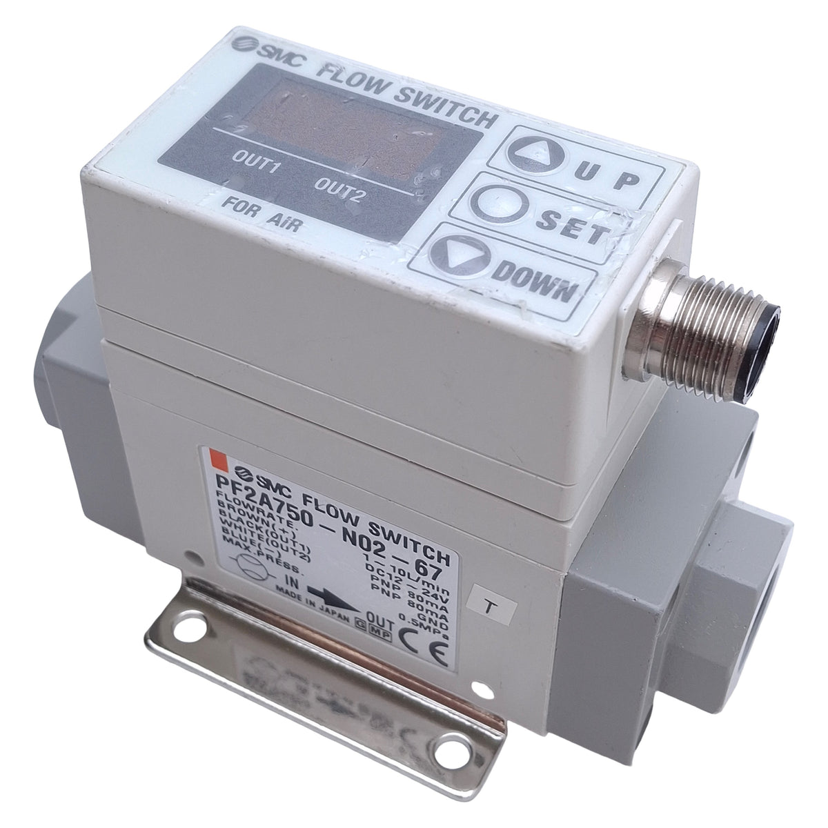 Used SMC SMC PF2A750-N02-67 Digital Flow Switch, PNP, 1-10L/min, 1/4in NPT, 12-24VDC