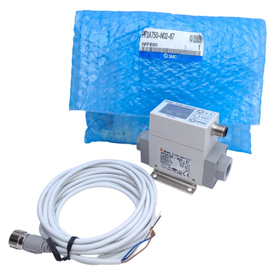 New – Open box SMC PF2A750-N02-67 Digital Flow Switch PNP, 5-50L/min, 1/4in NPT, 12-24VDC