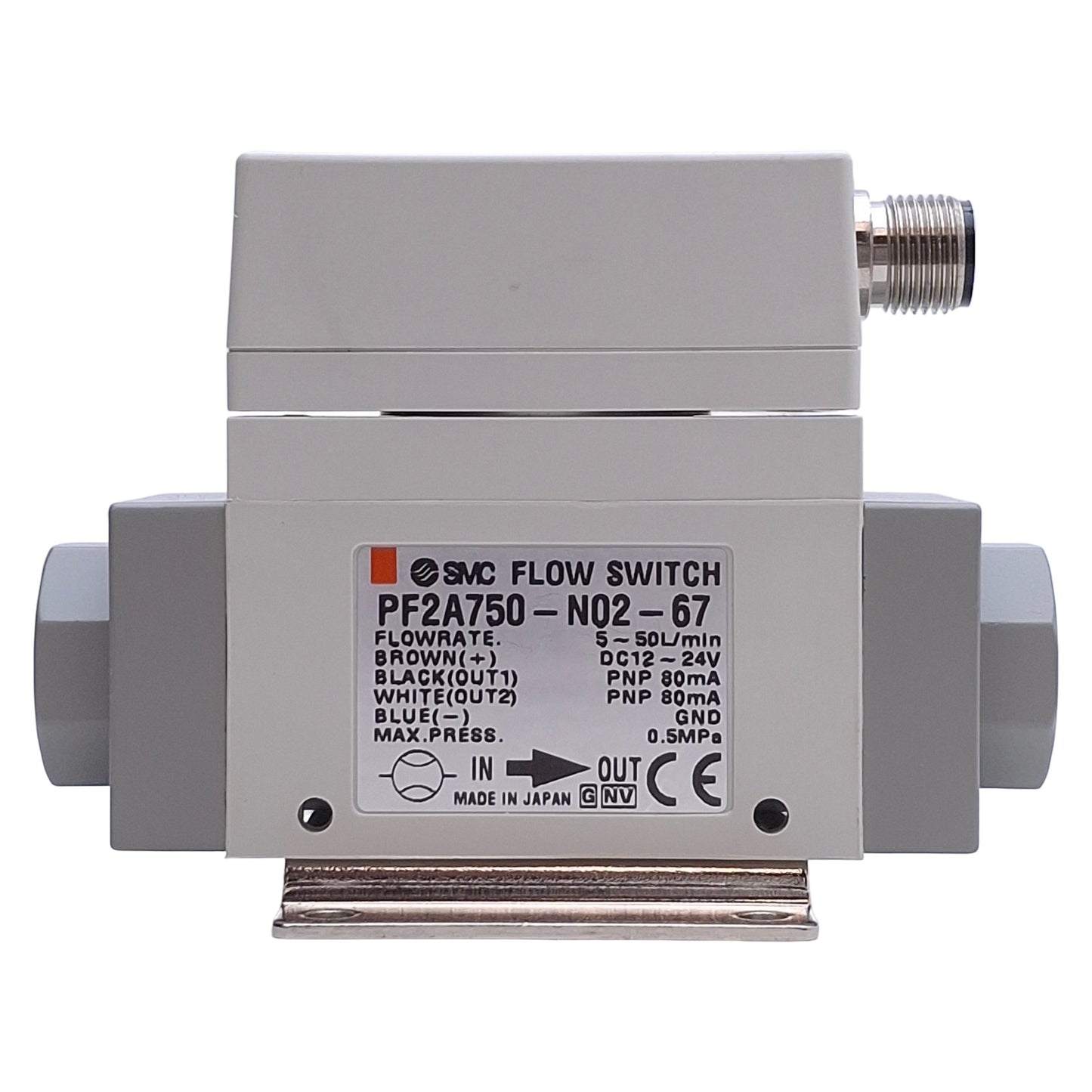 New – Open box SMC PF2A750-N02-67 Digital Flow Switch PNP, 5-50L/min, 1/4in NPT, 12-24VDC