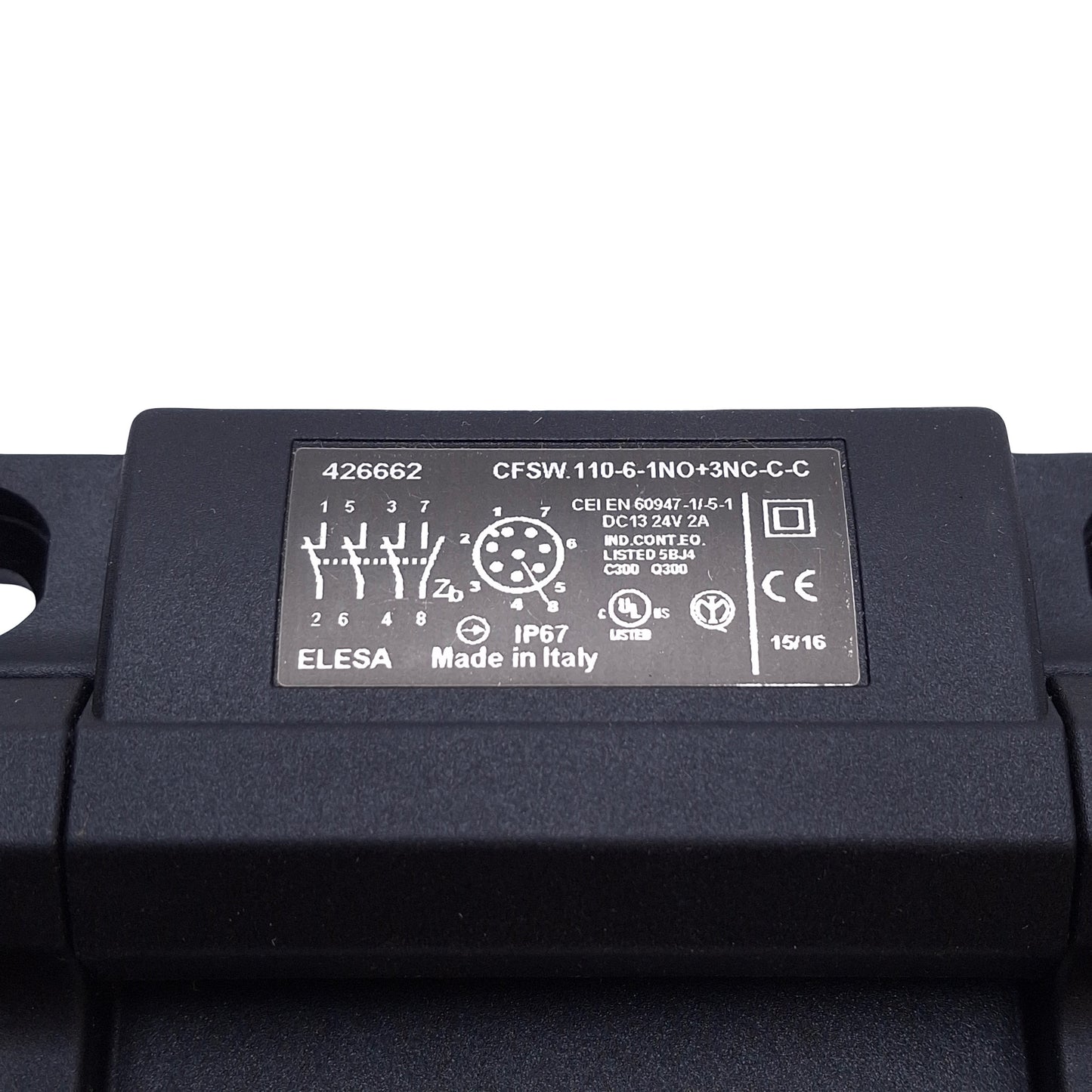 New – Open box Elesa CFSW.110-6-1NO+3NC-C-C Hinged Safety Interlock Switch 24VDC 2A, M12 8-Pin