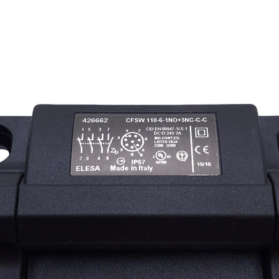 New – Open box Elesa CFSW.110-6-1NO+3NC-C-C Hinged Safety Interlock Switch 24VDC 2A, M12 8-Pin