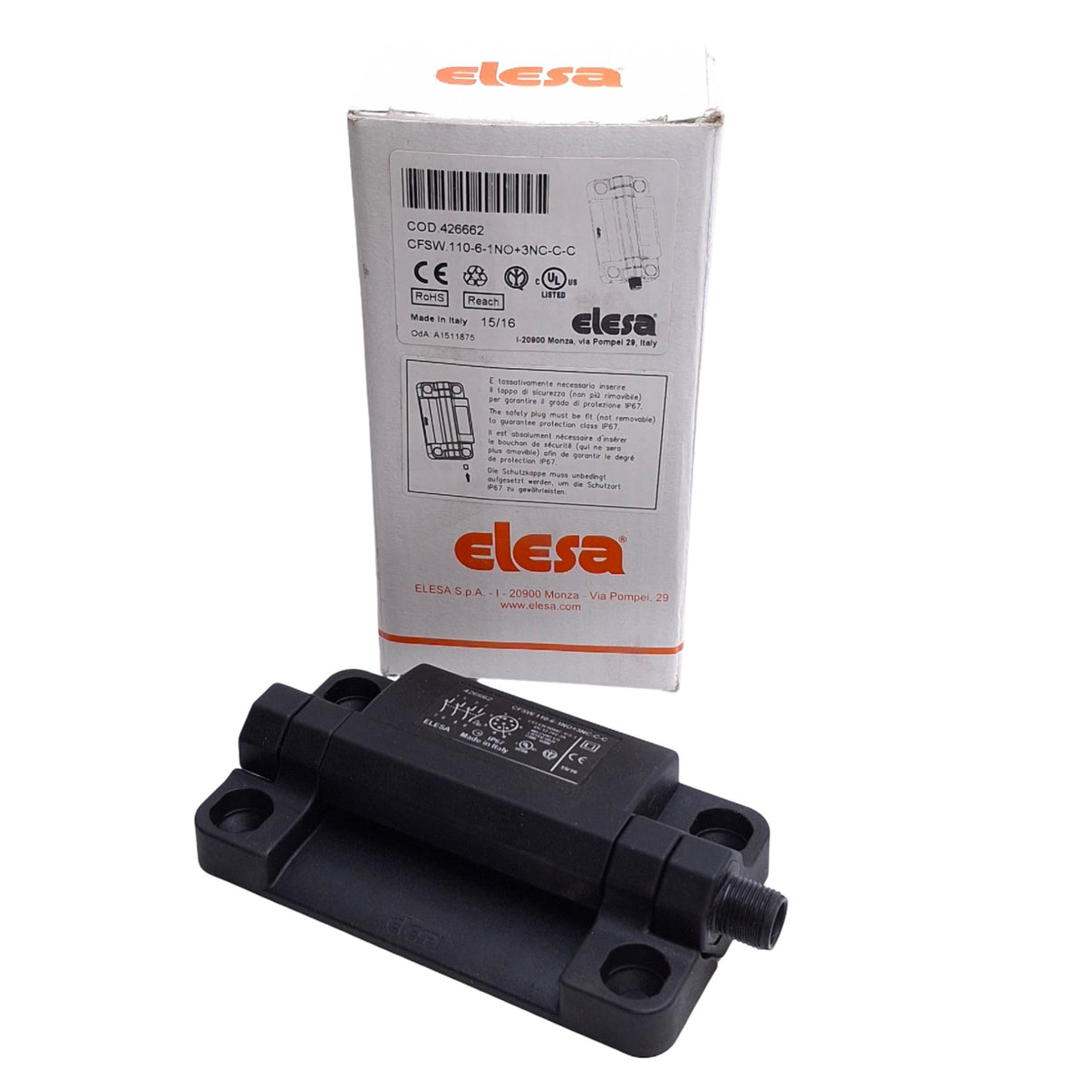 110 Inner Lock Elesa CFSW.110-6-1NO+3NC-C-C Hinged Safety Interlock Switch 24VDC 2A ...