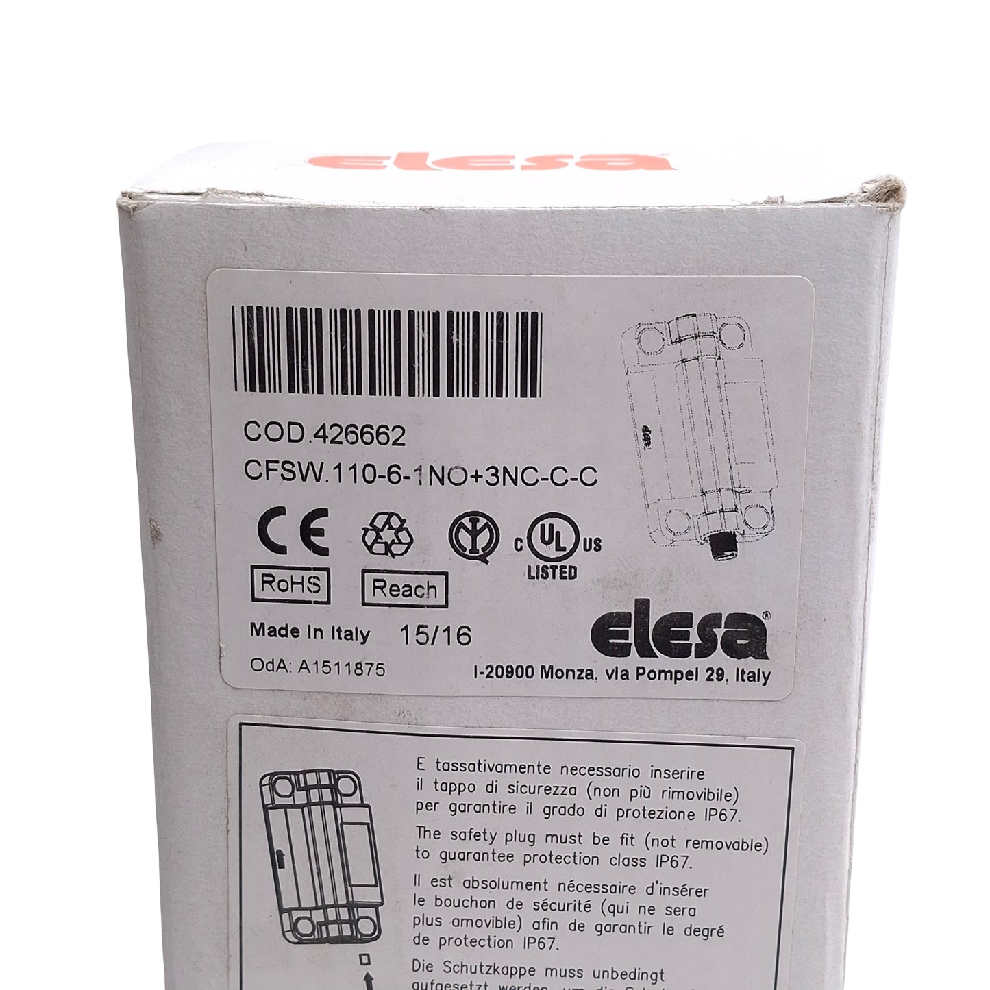 New Elesa CFSW.110-6-1NO+3NC-C-C Hinged Safety Interlock Switch 24VDC 2A, M12 8-Pin
