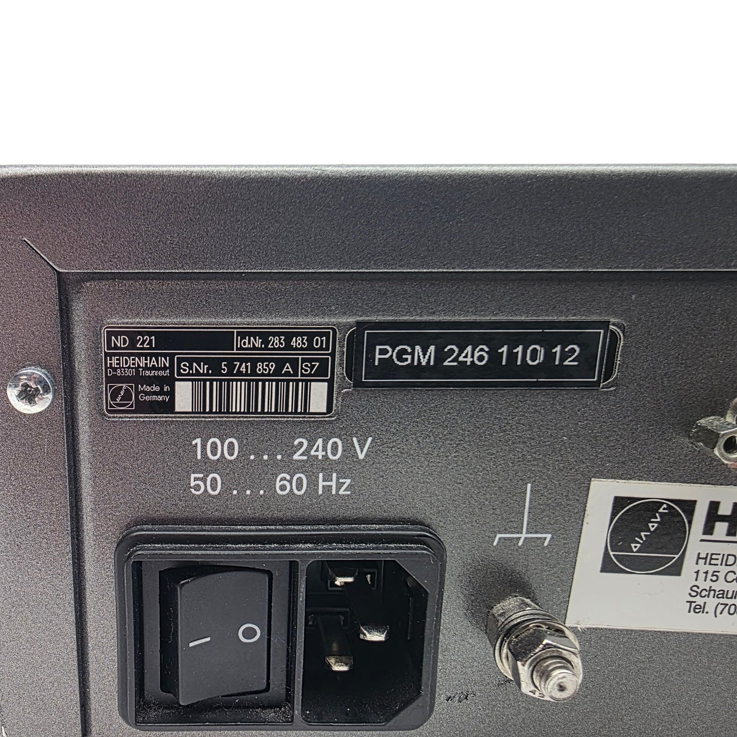 Used Heidenhain ND 221 ID.Nr. 283 483 01 Pgm 246 110 12 Digital Read Out 100-240VAC