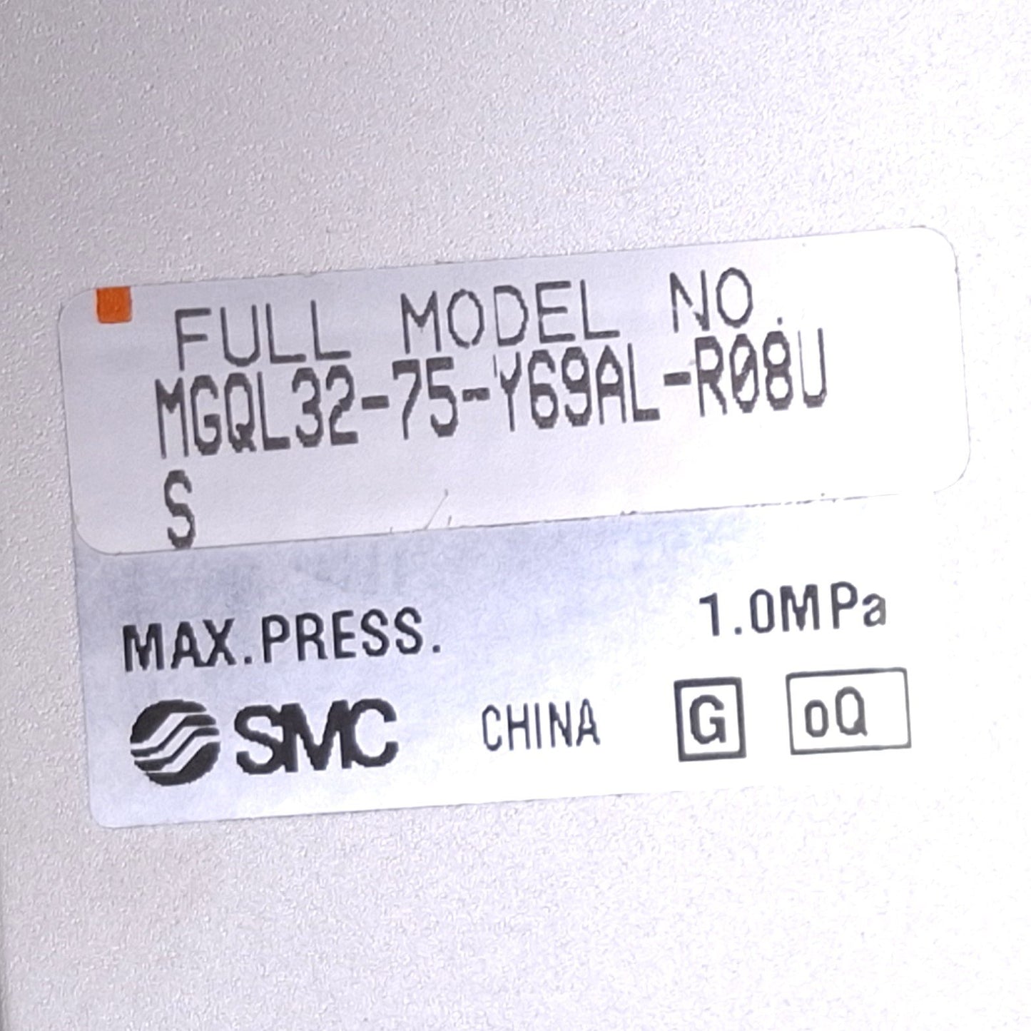 Used SMC MGQL32-75-Y69AL-R08US Guided Cylinder, 32mm Bore, 75mm Stroke, Rc1/8, 1.0MPa