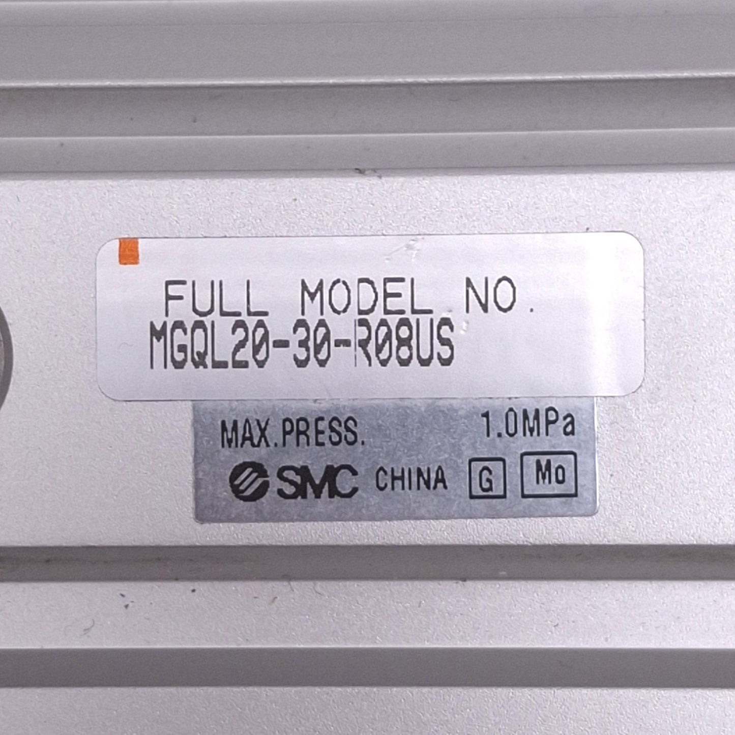 Used SMC MGQL20-30-R08US Guided Cylinder, 20mm Bore, 30mm Stroke, Rc 1/8in, 1.0MPa