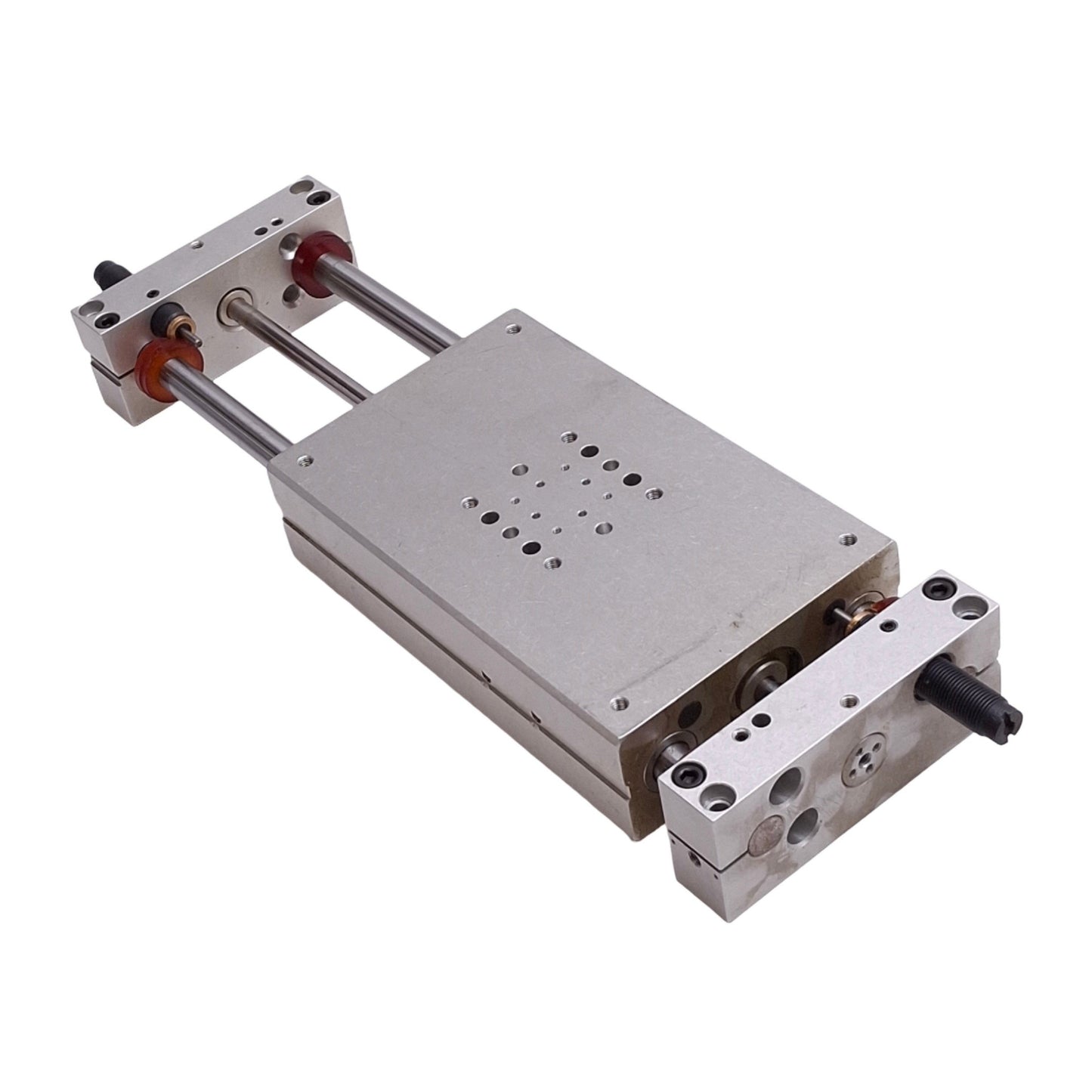 Used Destaco DLB-12-L-B-4 Pneumatic Linear Base Slide, 12mm Bore, 4in Stroke, 145psi