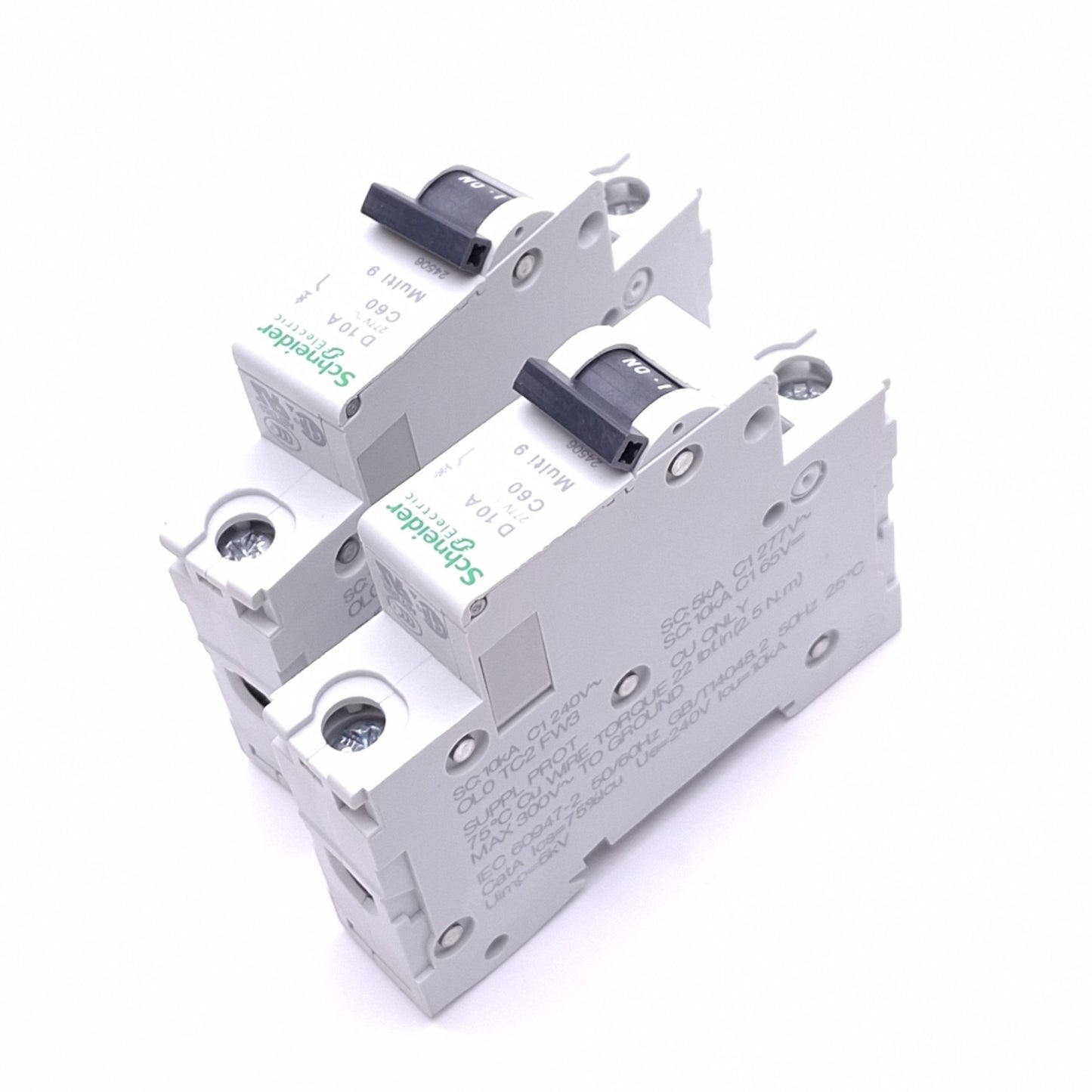 New – Open box Lot of 2 Schneider Electric 24506 Multi9 Circuit Breakers, 1-Pole 10A, 277VAC