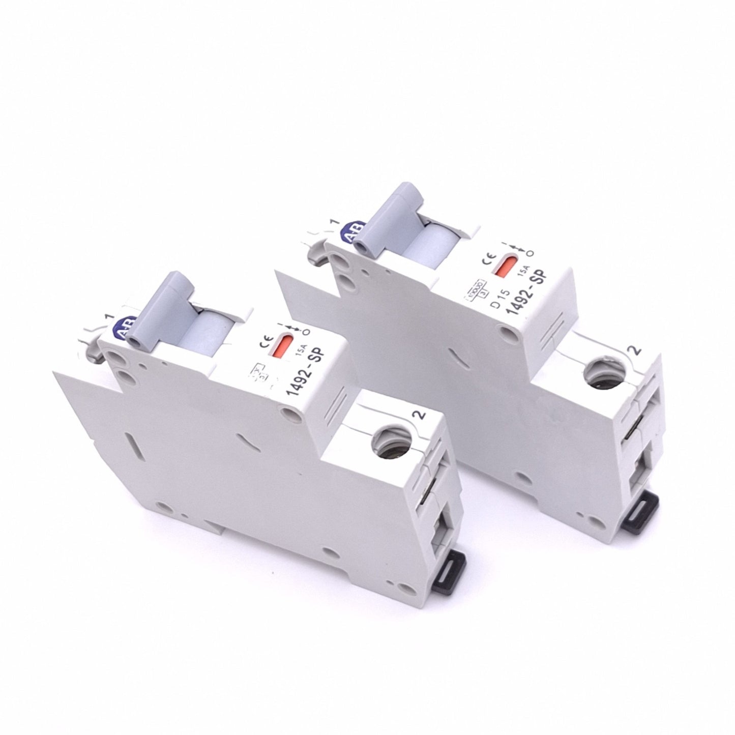 Used Lot of 2 Allen Bradley 1492-SP1D150 Circuit Breakers, 1-Pole 15A, 277VAC 48VDC