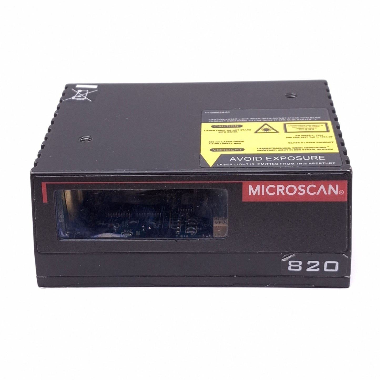 Used Microscan FIS-0820-0001 MS-820 Fixed Barcode Scanner, 350-1100 scans/s, 10-28VDC