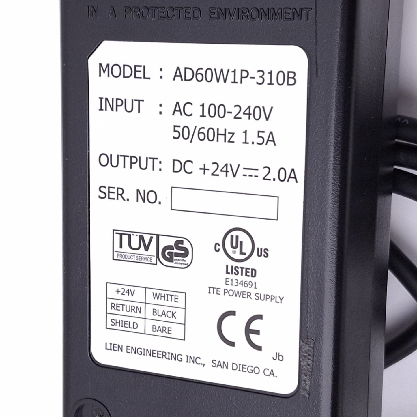 Used Microscan AD60W1P-310B Power Adapter for MS Scanners, 100-240VAC In, 24VDC Out