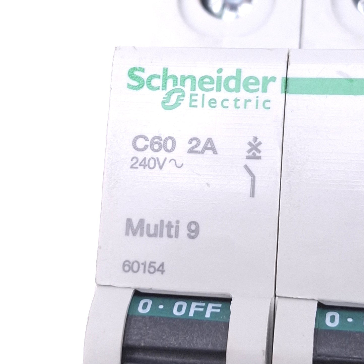 New Schneider Electric 60154 Multi9 Circuit Breaker, 2-Pole 2A, 240VAC, DIN Rail