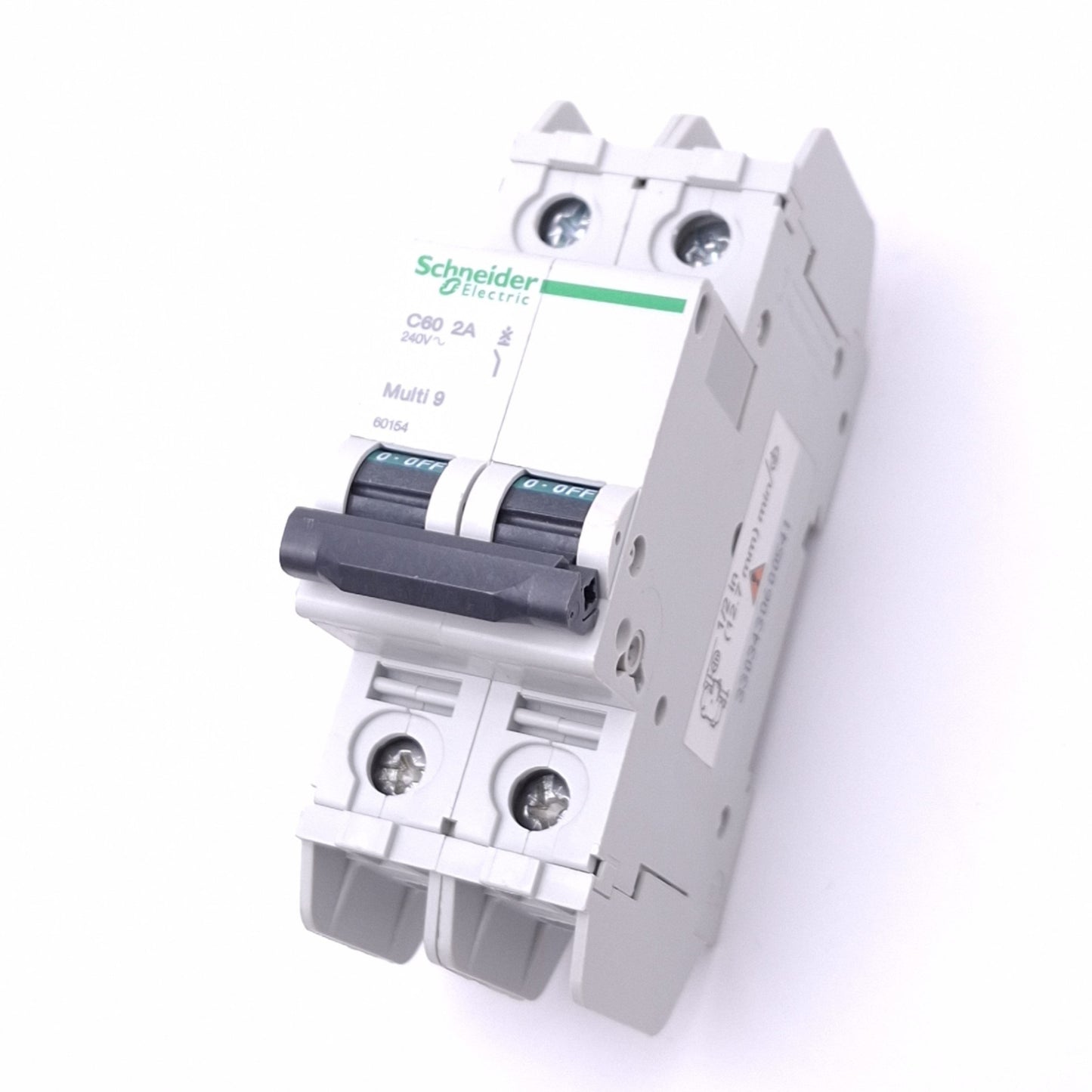 New Schneider Electric 60154 Multi9 Circuit Breaker, 2-Pole 2A, 240VAC, DIN Rail
