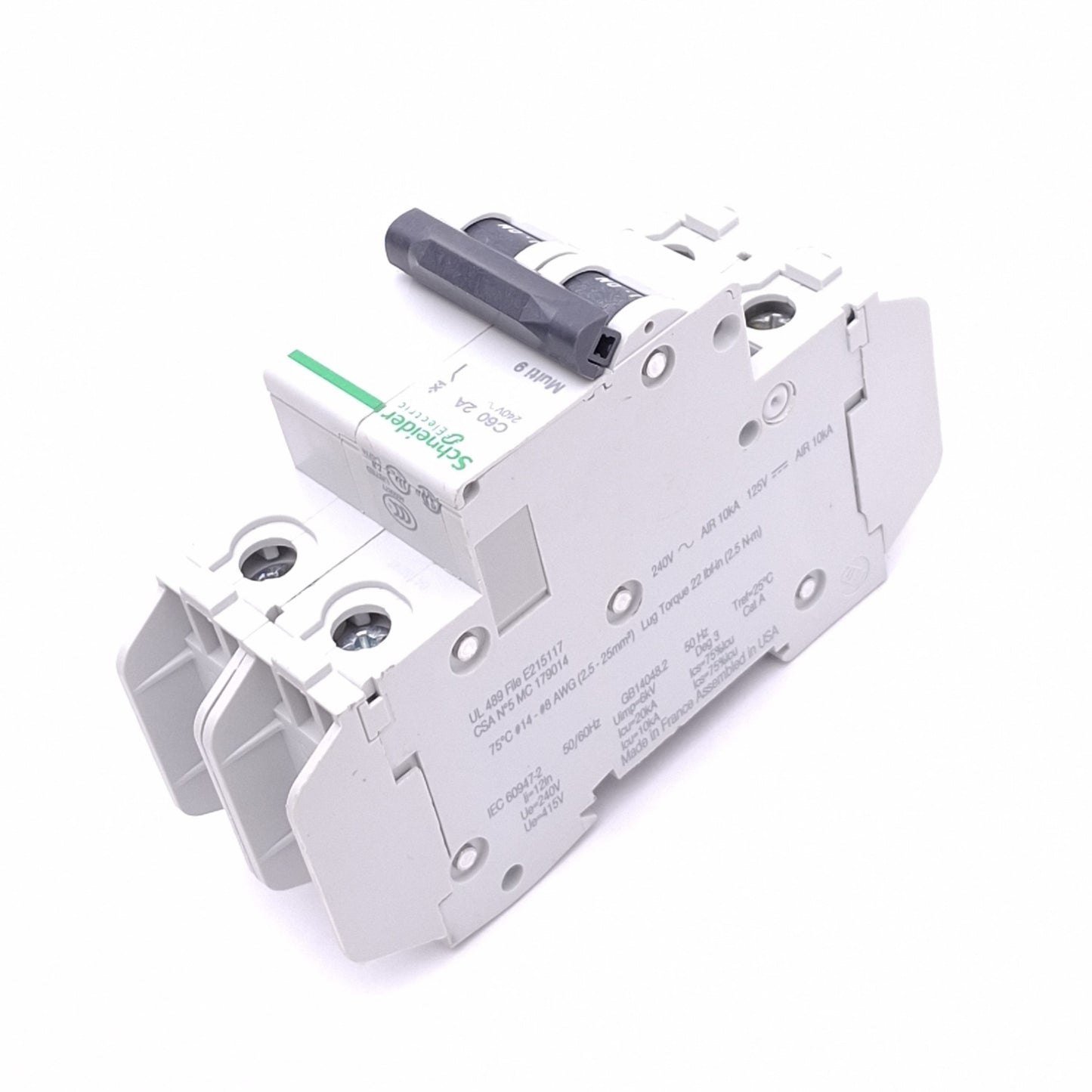 New Schneider Electric 60154 Multi9 Circuit Breaker, 2-Pole 2A, 240VAC, DIN Rail