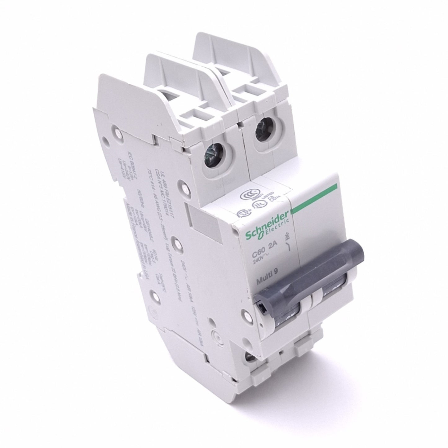 New Schneider Electric 60154 Multi9 Circuit Breaker, 2-Pole 2A, 240VAC, DIN Rail