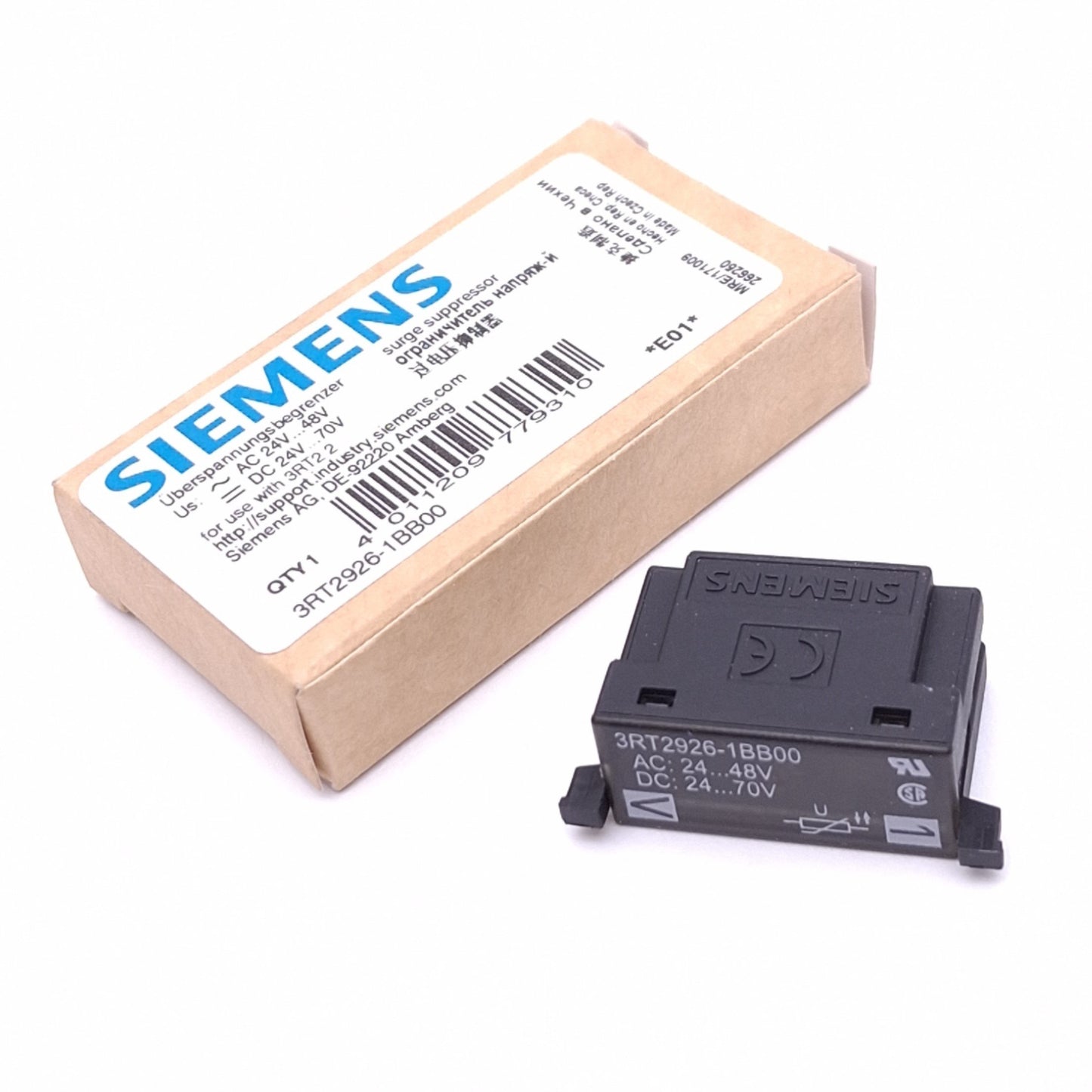New Siemens 3RT2926-1BB00 Surge Suppressor for 3RT2 Contactors, 24-48VAC/24-70VDC