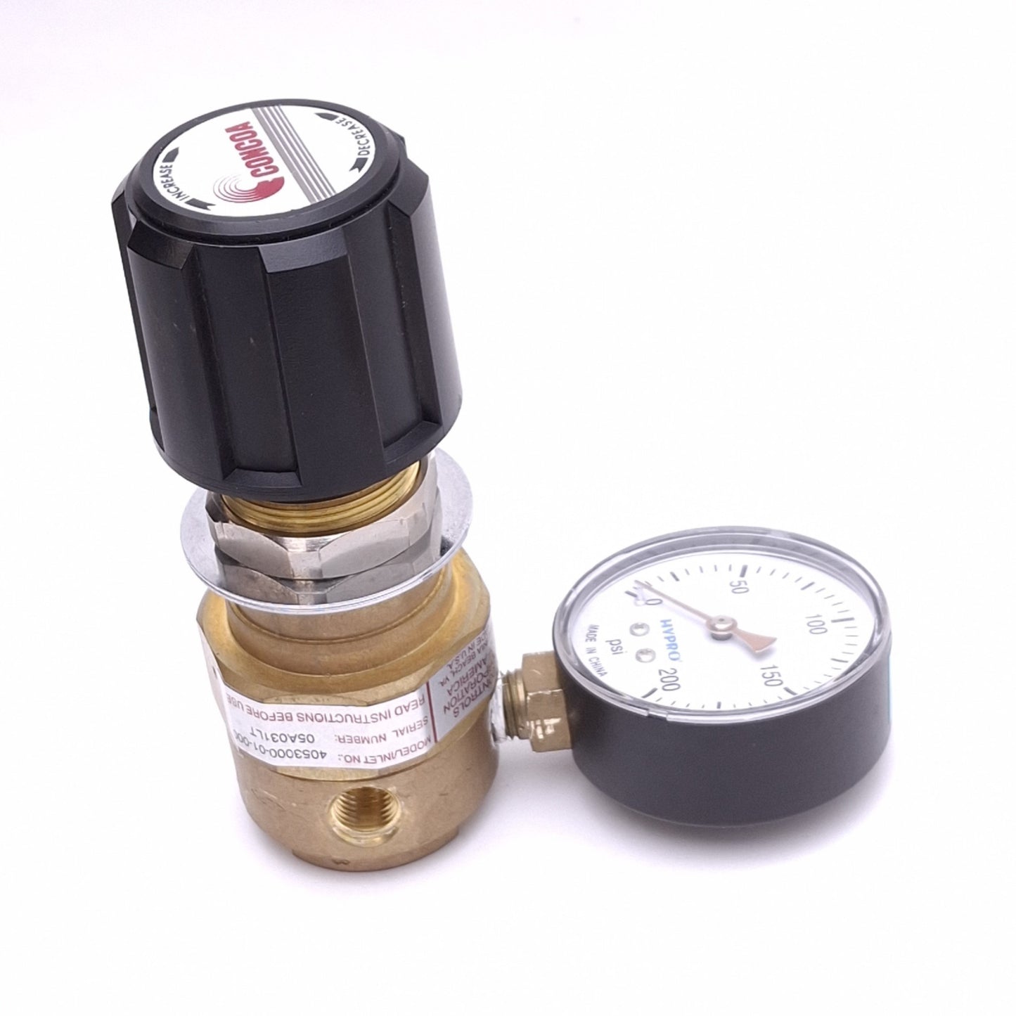 Used Concoa 4053000-01-000 Pressure Regulator, 0-100psi Set, 3000psi Max, 1/4in NPT