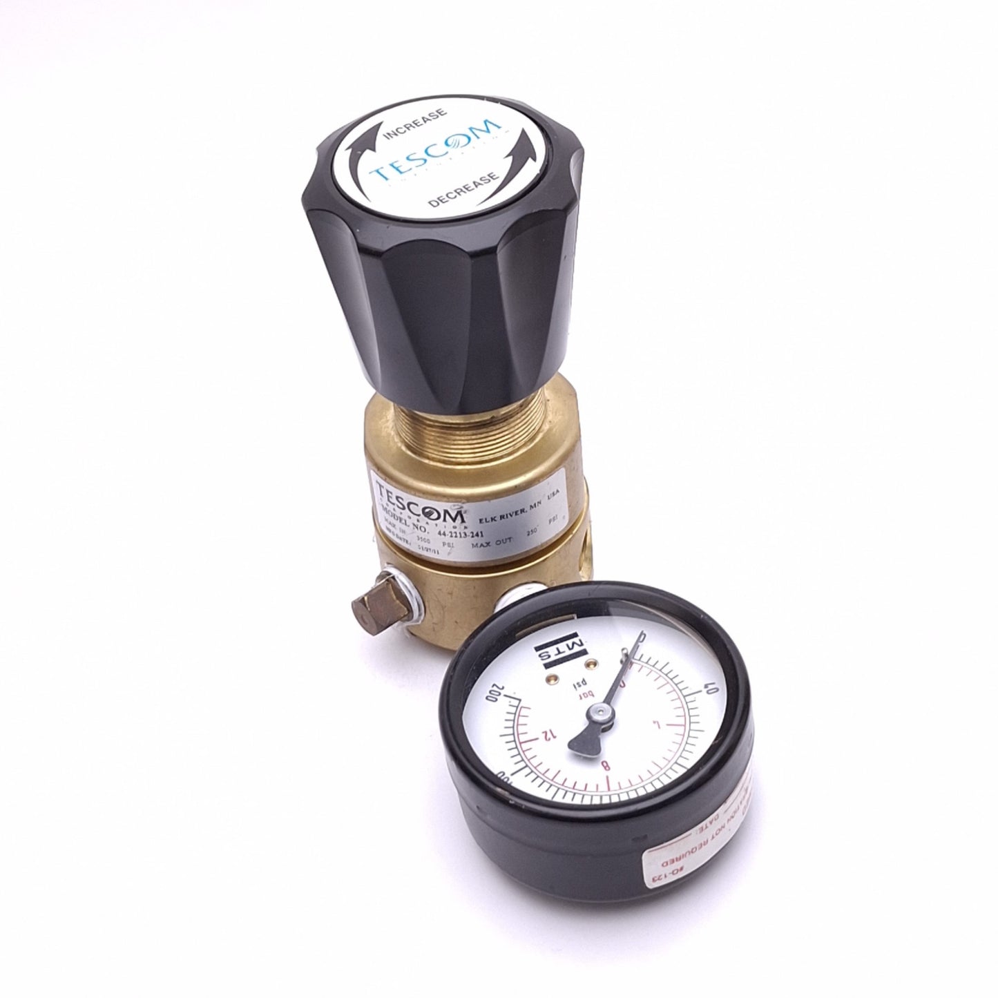 Used Tescom 44-2213-241 Pressure Regulator, 0-250psi Set, 3500psi Max In, 1/4in NPT