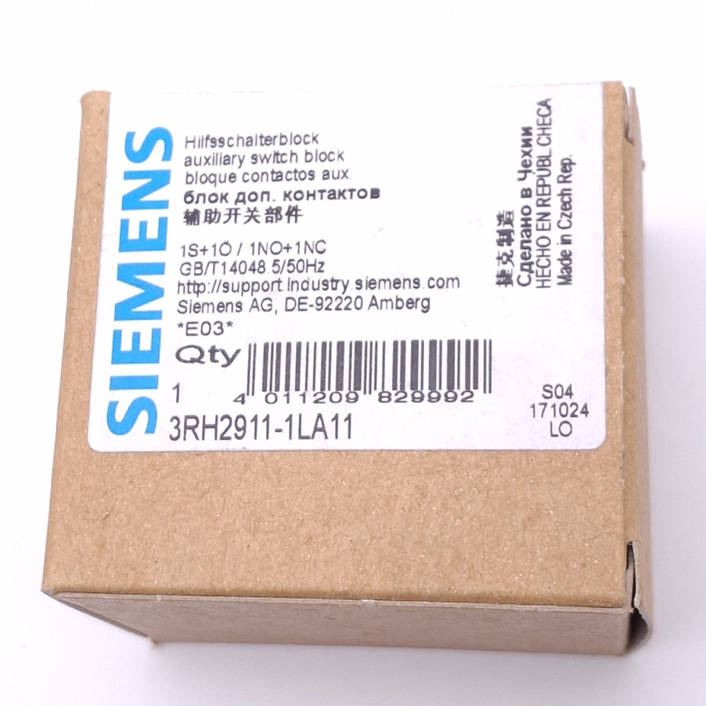 New Siemens 3RH2911-1LA11 Auxiliary Contact Block for 3RH2/3RT2, 1NO 1NC, 230VAC 10A