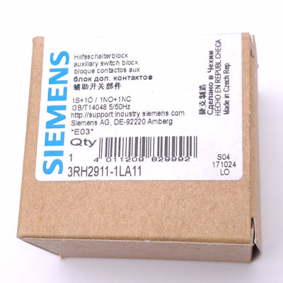New Siemens 3RH2911-1LA11 Auxiliary Contact Block for 3RH2/3RT2, 1NO 1NC, 230VAC 10A